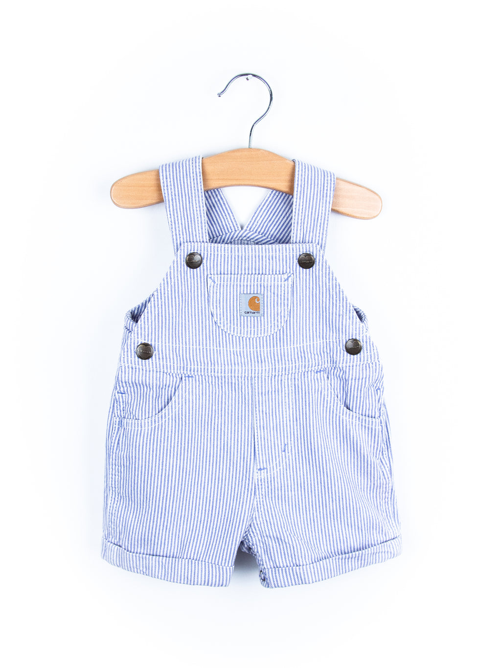 Carhartt Soft Blue Hickory Stripe Dungaree Shorties - Age 6 months