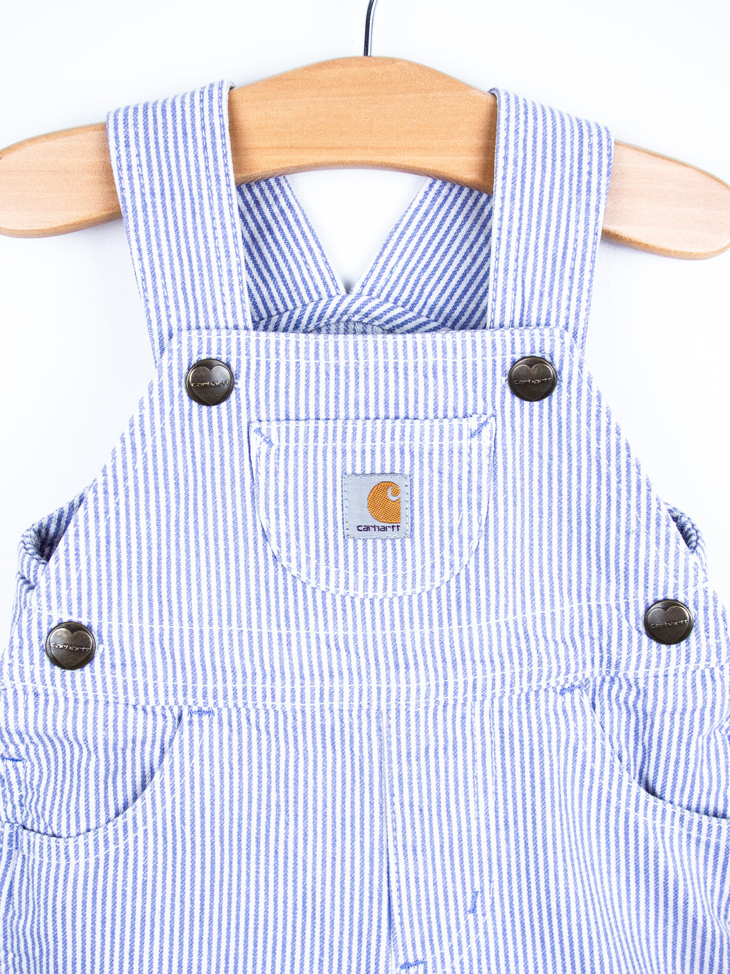 Carhartt Soft Blue Hickory Stripe Dungaree Shorties - Age 6 months