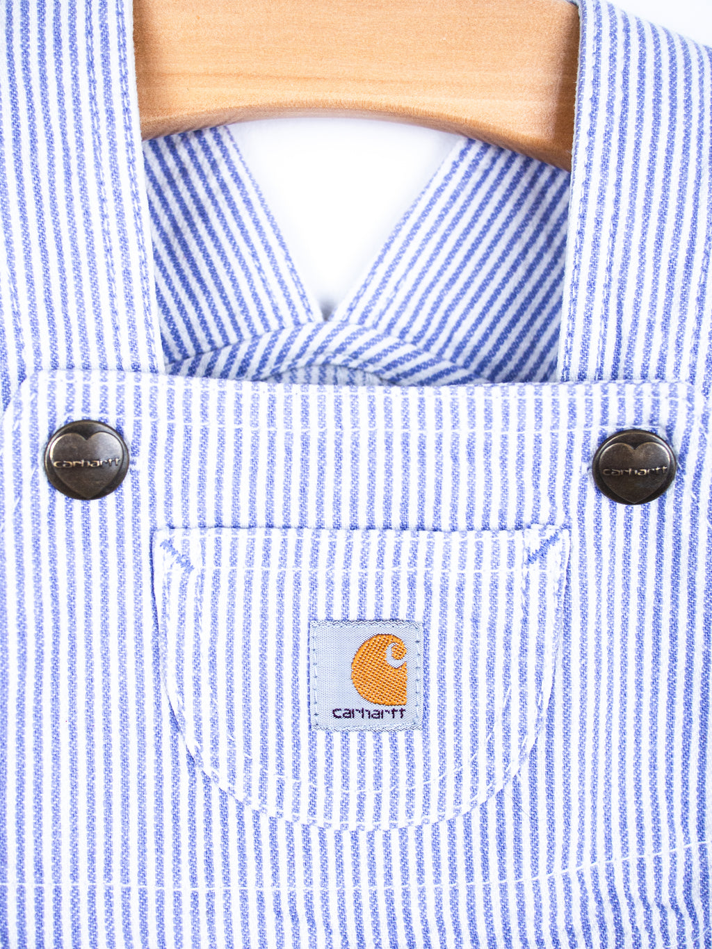 Carhartt Soft Blue Hickory Stripe Dungaree Shorties - Age 6 months