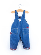 Load image into Gallery viewer, Osh Kosh Denim &amp; Red Check Dungarees - Age 9 months
