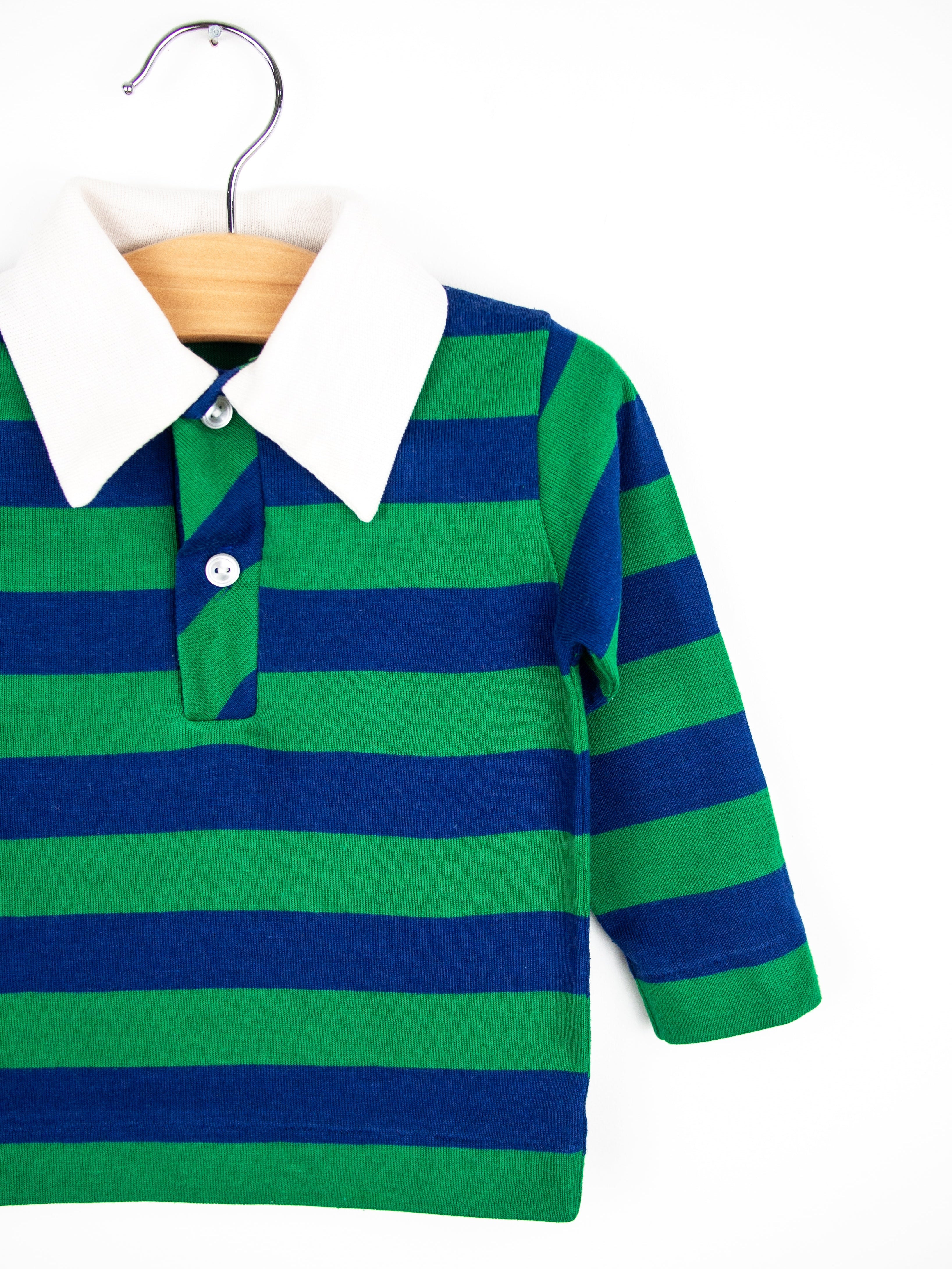 Vintage Green & Blue Rugby Shirt Shirt - Age 6 months