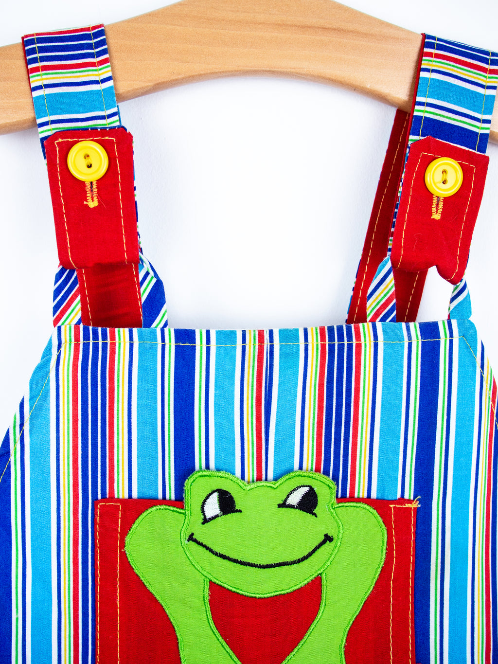 Vintage Frog Stripe Dungaree Shorties & Cap Set - Age 12-18 months