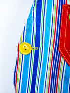 Vintage Frog Stripe Dungaree Shorties & Cap Set - Age 12-18 months