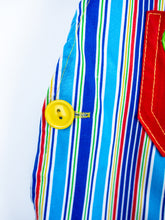 Load image into Gallery viewer, Vintage Frog Stripe Dungaree Shorties &amp; Cap Set - Age 12-18 months
