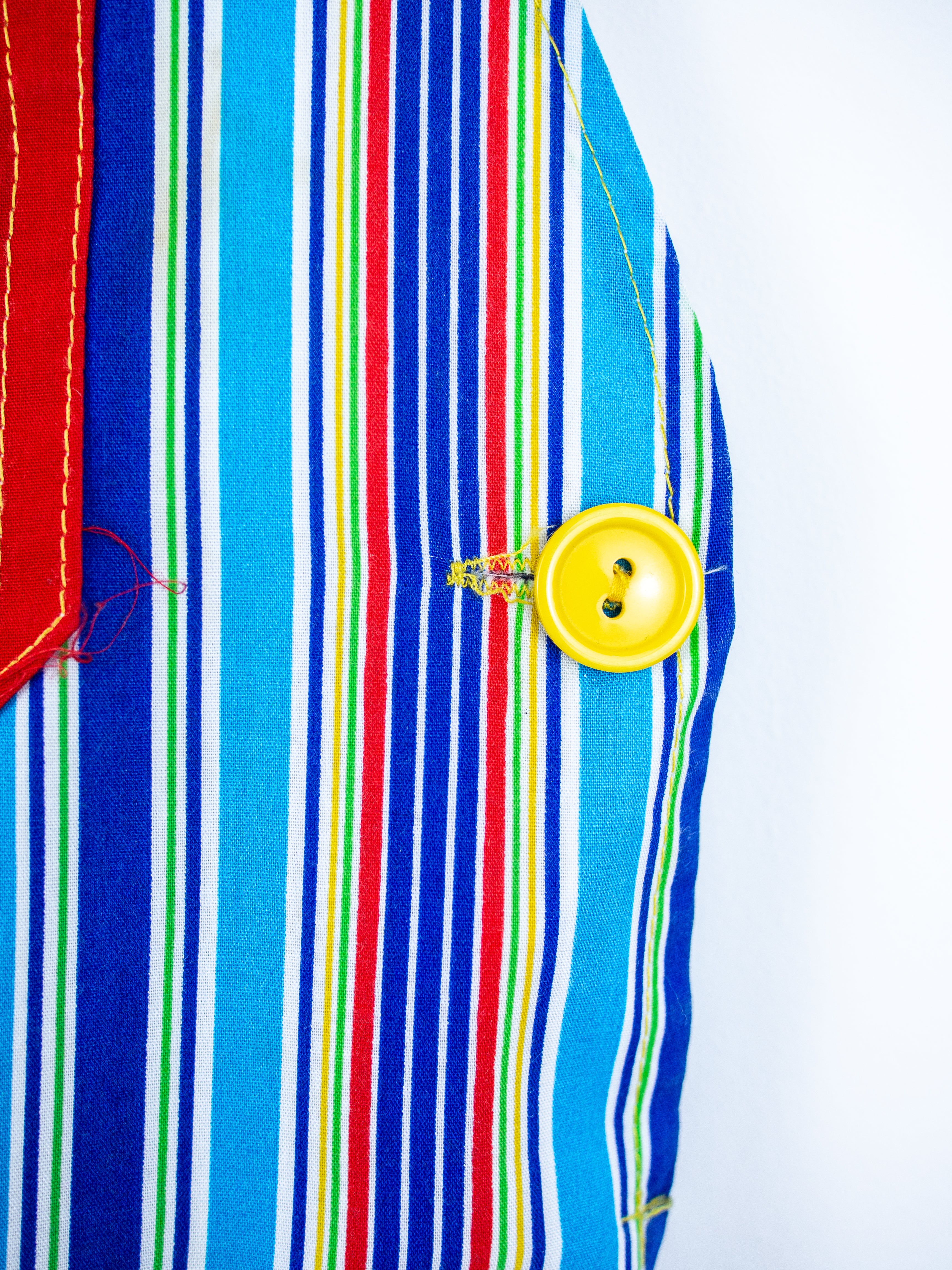 Vintage Frog Stripe Dungaree Shorties & Cap Set - Age 12-18 months