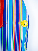 Load image into Gallery viewer, Vintage Frog Stripe Dungaree Shorties &amp; Cap Set - Age 12-18 months
