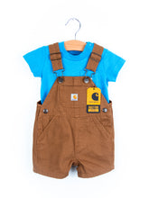 Load image into Gallery viewer, Carhartt Brown Dungaree Shortie Set - Age 3 months - NEW WITH TAGS
