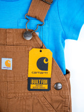 Load image into Gallery viewer, Carhartt Brown Dungaree Shortie Set - Age 3 months - NEW WITH TAGS

