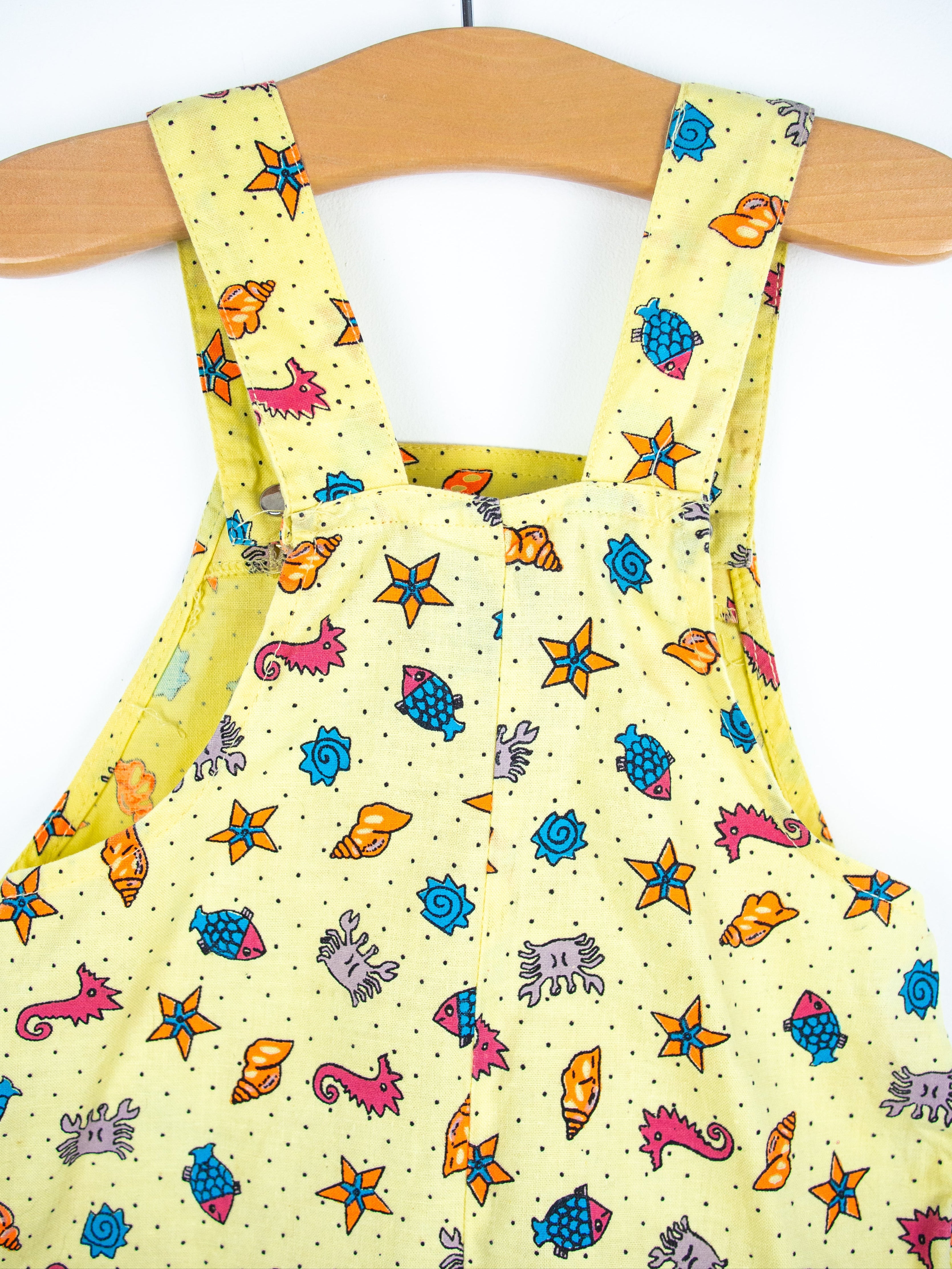 Vintage Under the Sea Print Dungaree Shorties - Age 9 months