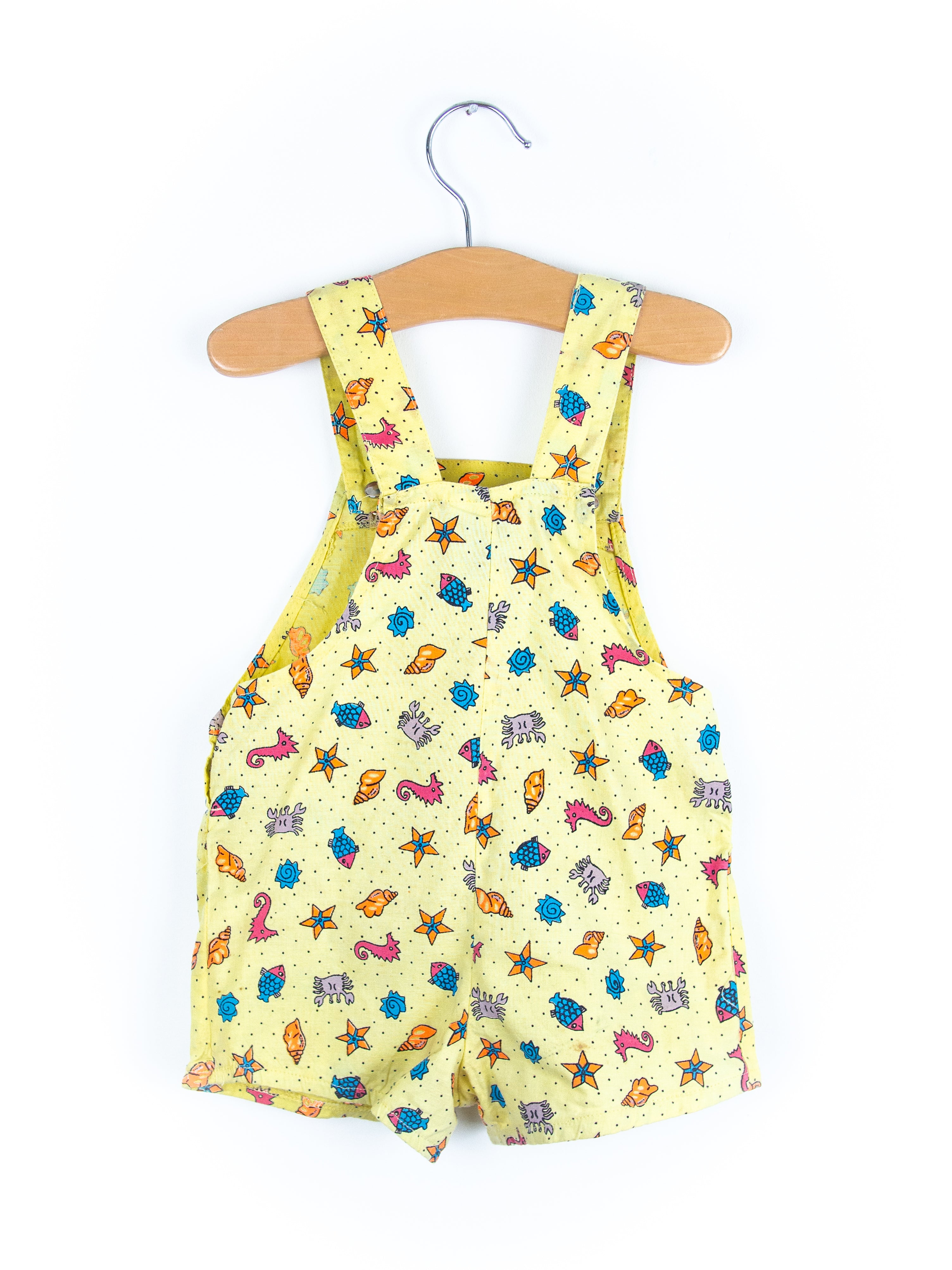 Vintage Under the Sea Print Dungaree Shorties - Age 9 months