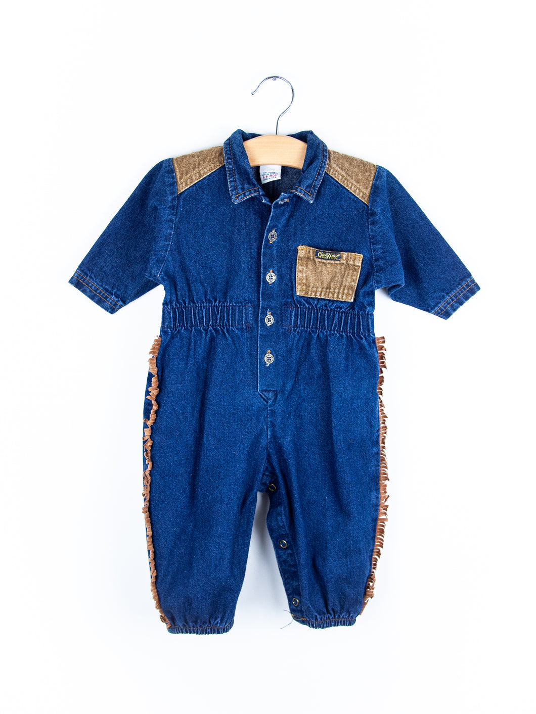 Osh Kosh Denim Western Fringe Boiler Suit - Age 6 months