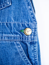 Load image into Gallery viewer, Vintage Cutecumber Denim Dungarees - Age 6-9 months
