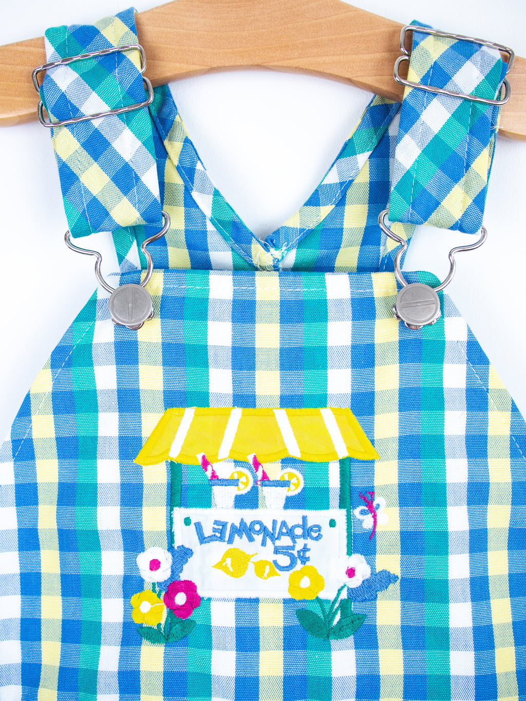 Vintage Lemonade Stand Check Dungaree Shorties - Age 3 years
