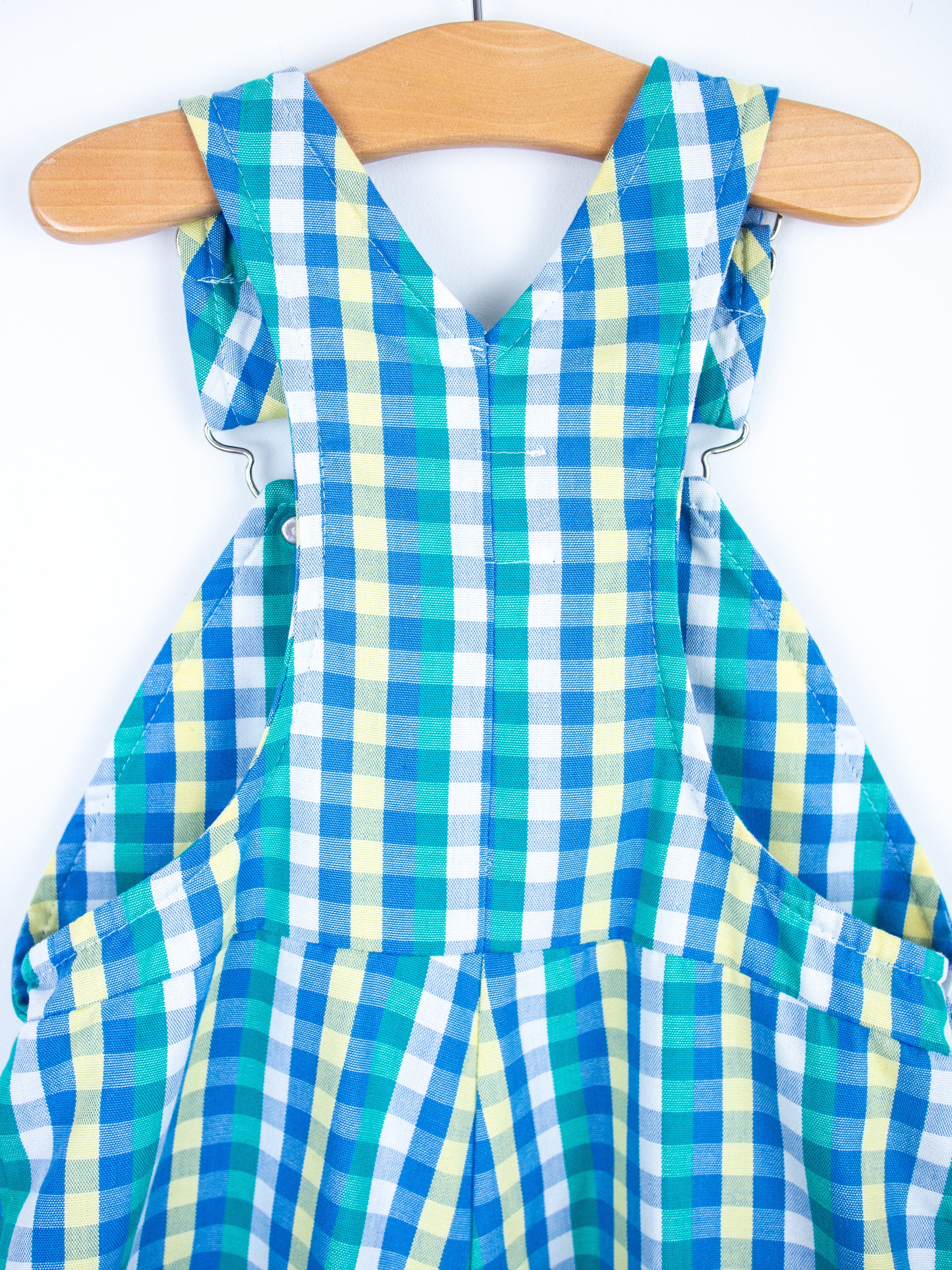 Vintage Lemonade Stand Check Dungaree Shorties - Age 3 years