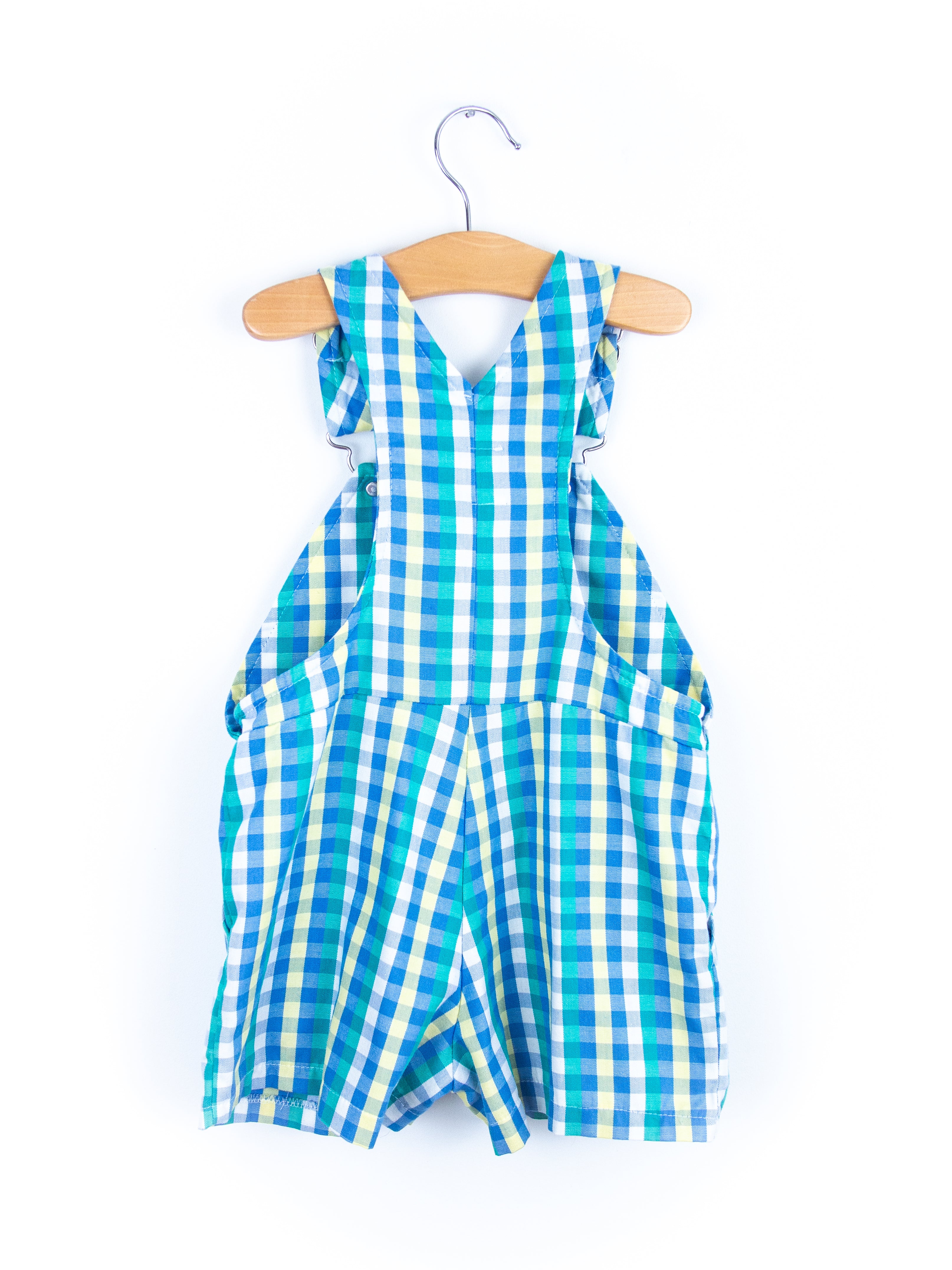 Vintage Lemonade Stand Check Dungaree Shorties - Age 3 years