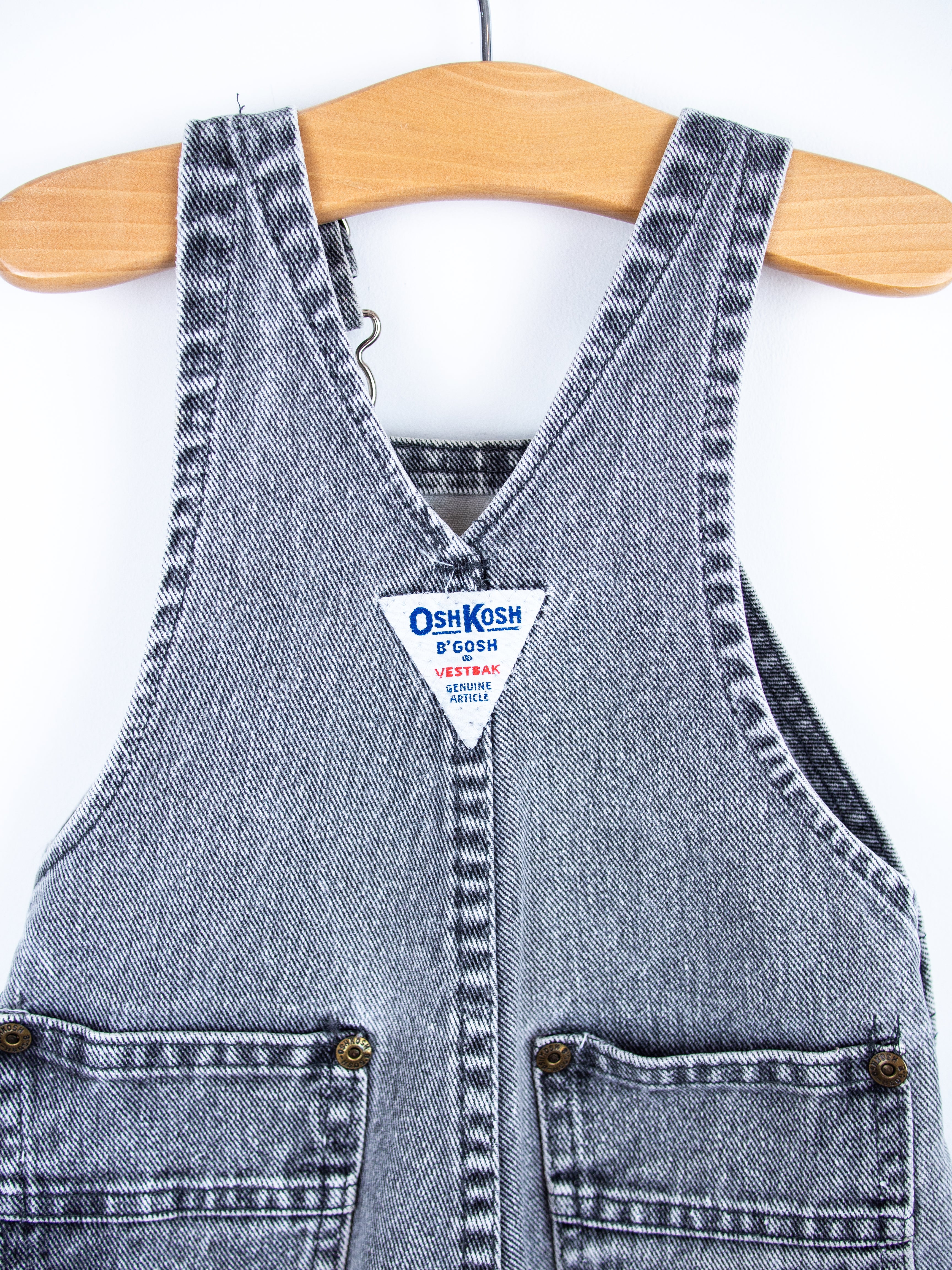 Osh Kosh Vintage Grey Wash Denim Dungarees - Age 12 months
