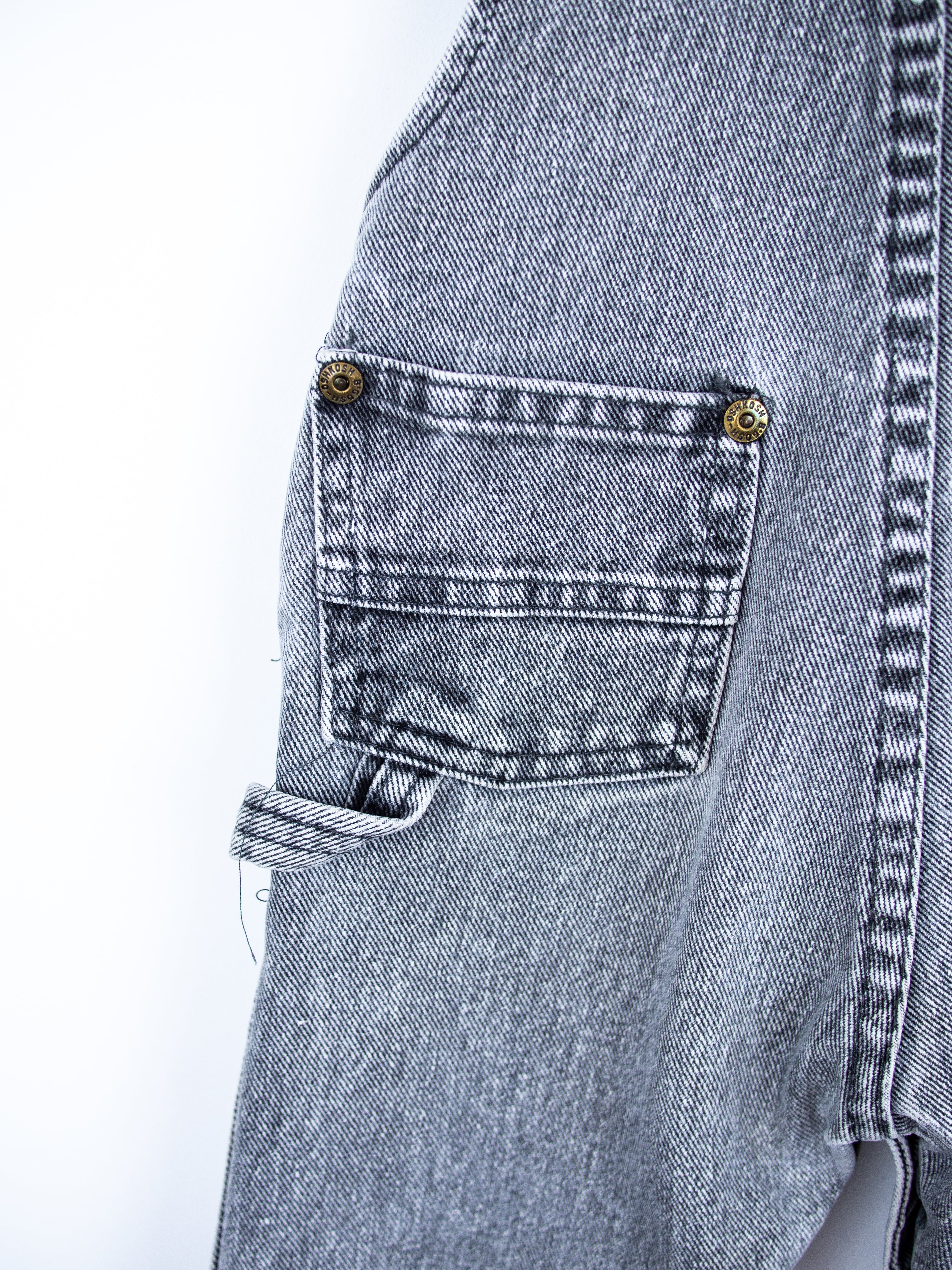 Osh Kosh Vintage Grey Wash Denim Dungarees - Age 12 months