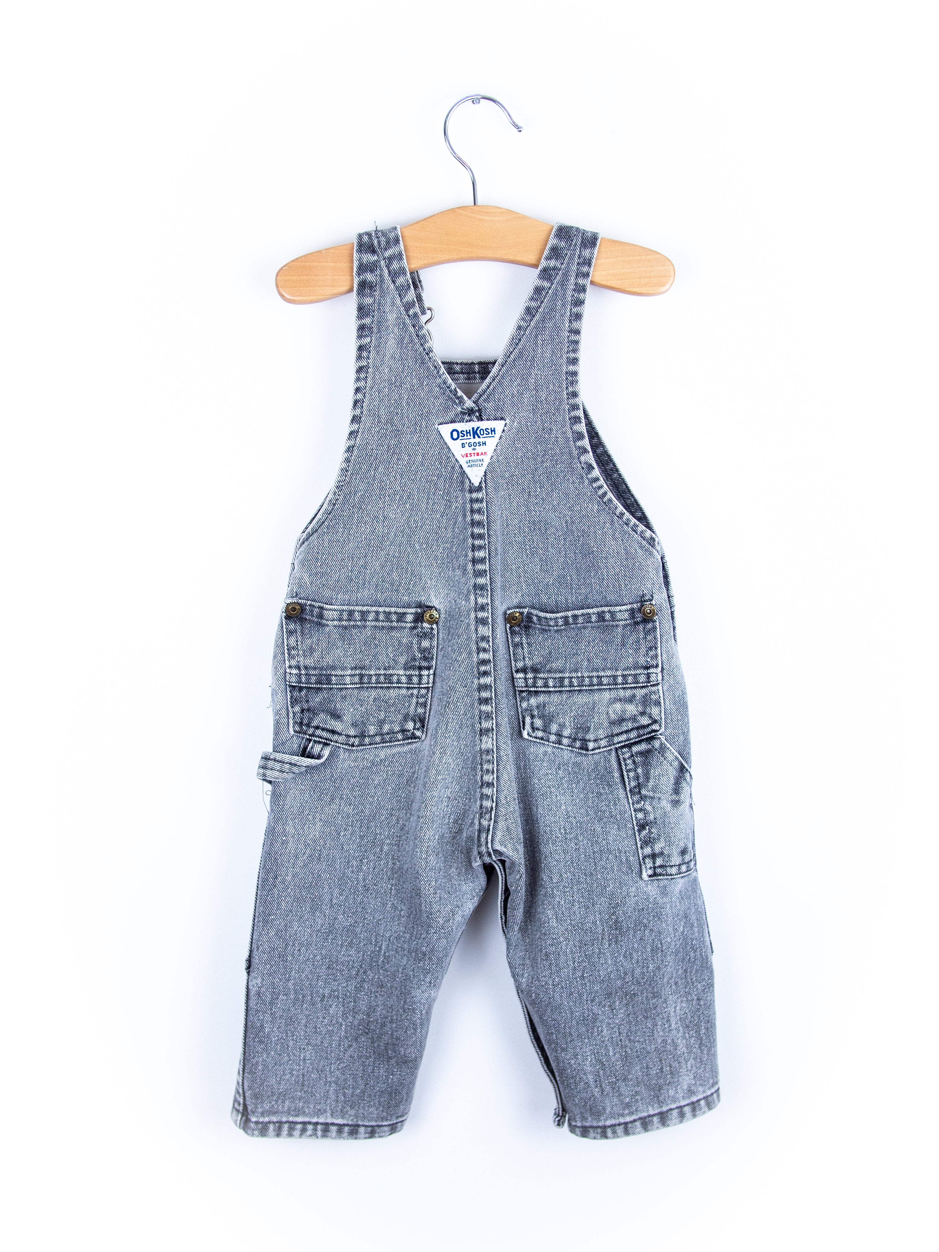 Osh Kosh Vintage Grey Wash Denim Dungarees - Age 12 months
