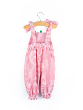 Load image into Gallery viewer, Vintage Strawberry Stripe Dungarees - Age 9-12 months
