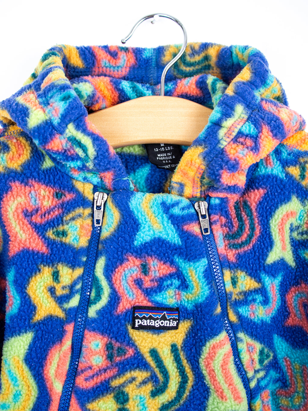 Patagonia Rare Vintage Geometric Fish Fleece Snowsuit / Sleep Bag - Age 0-3 months