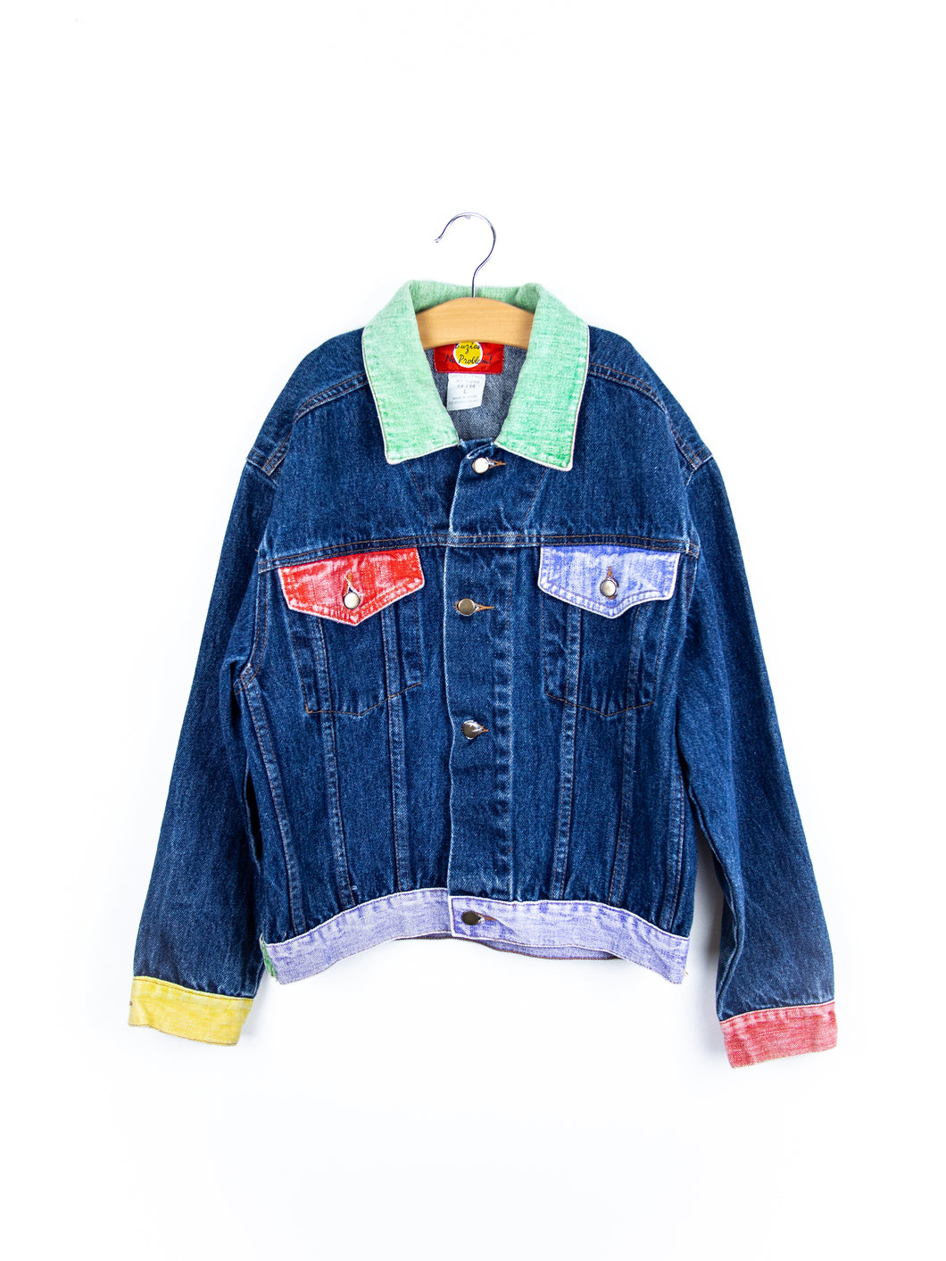 Vintage Colour Block Denim Jacket - Age 13-14 years