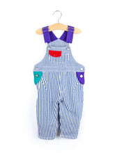 Load image into Gallery viewer, Vintage Stripe Colour Block Dungarees - Age 12 months
