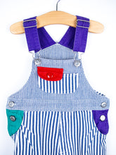 Load image into Gallery viewer, Vintage Stripe Colour Block Dungarees - Age 12 months
