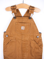 Carhartt Brown Canvas Dungarees with Check Lining