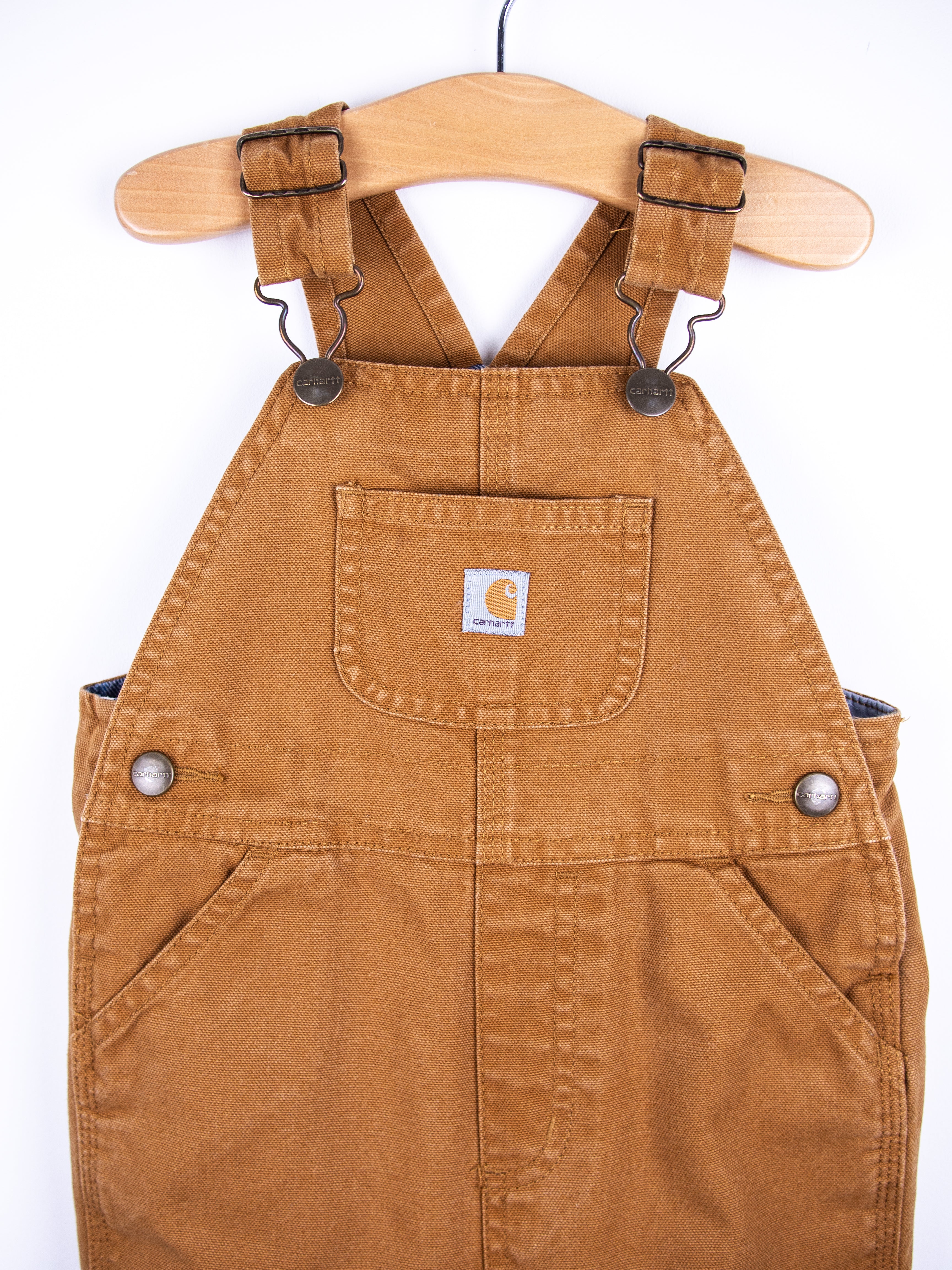 Carhartt Brown Canvas Dungarees with Check Lining
