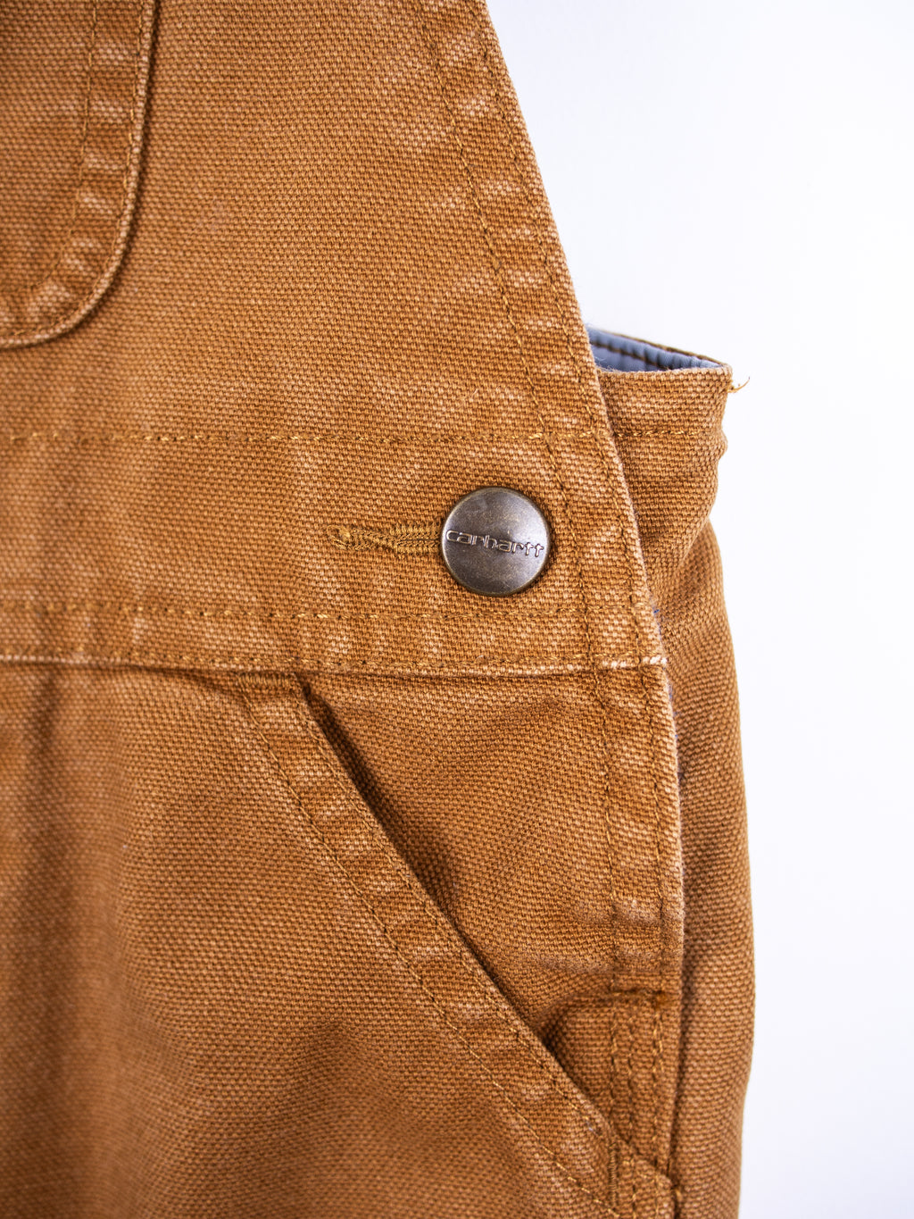 Carhartt Brown Canvas Dungarees with Check Lining