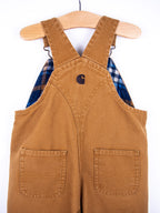 Carhartt Brown Canvas Dungarees with Check Lining