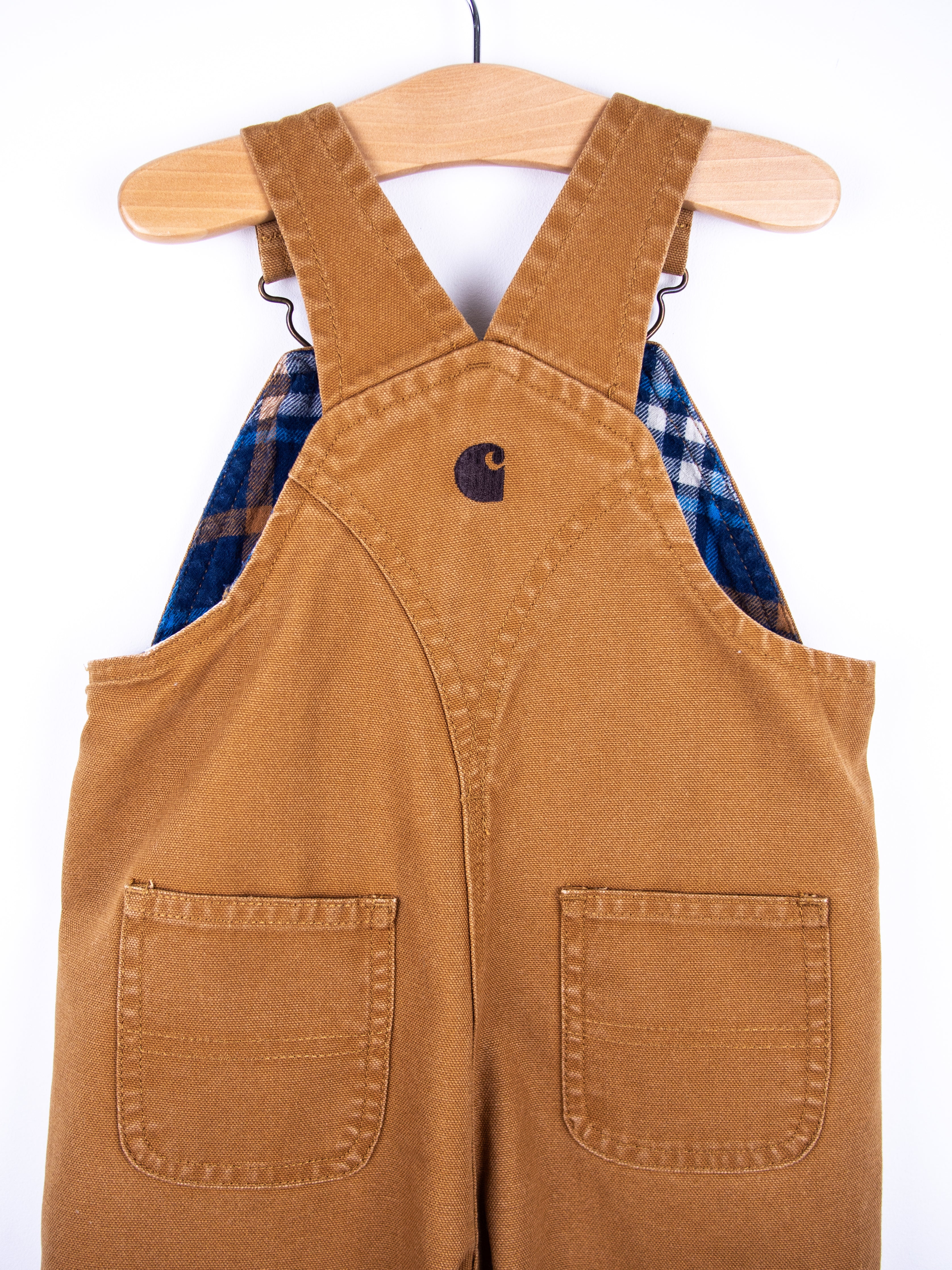 Carhartt Brown Canvas Dungarees with Check Lining