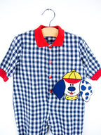 Vintage Gingham Puppy Boiler Suit - Age 3 months