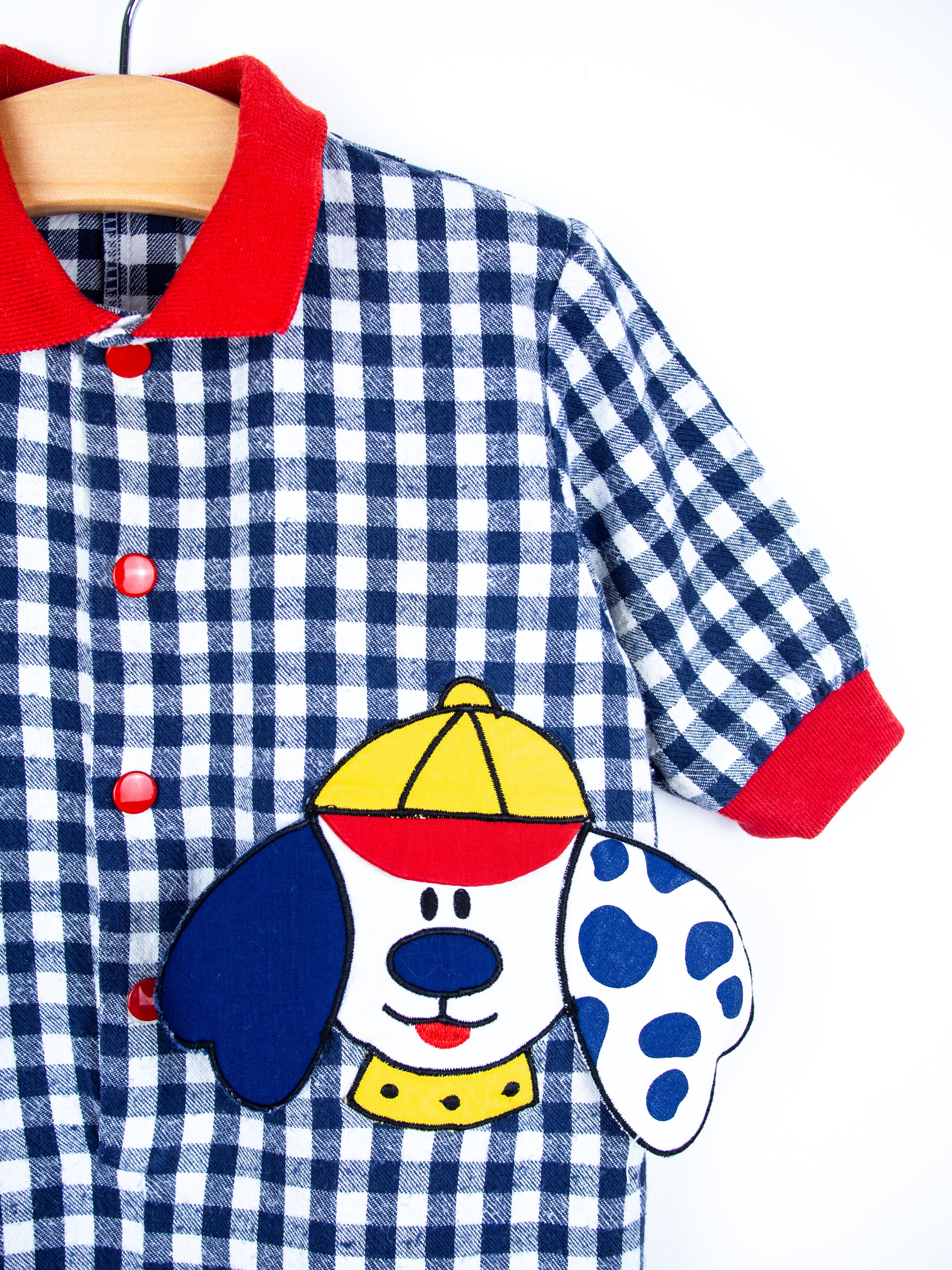 Vintage Gingham Puppy Boiler Suit - Age 3 months