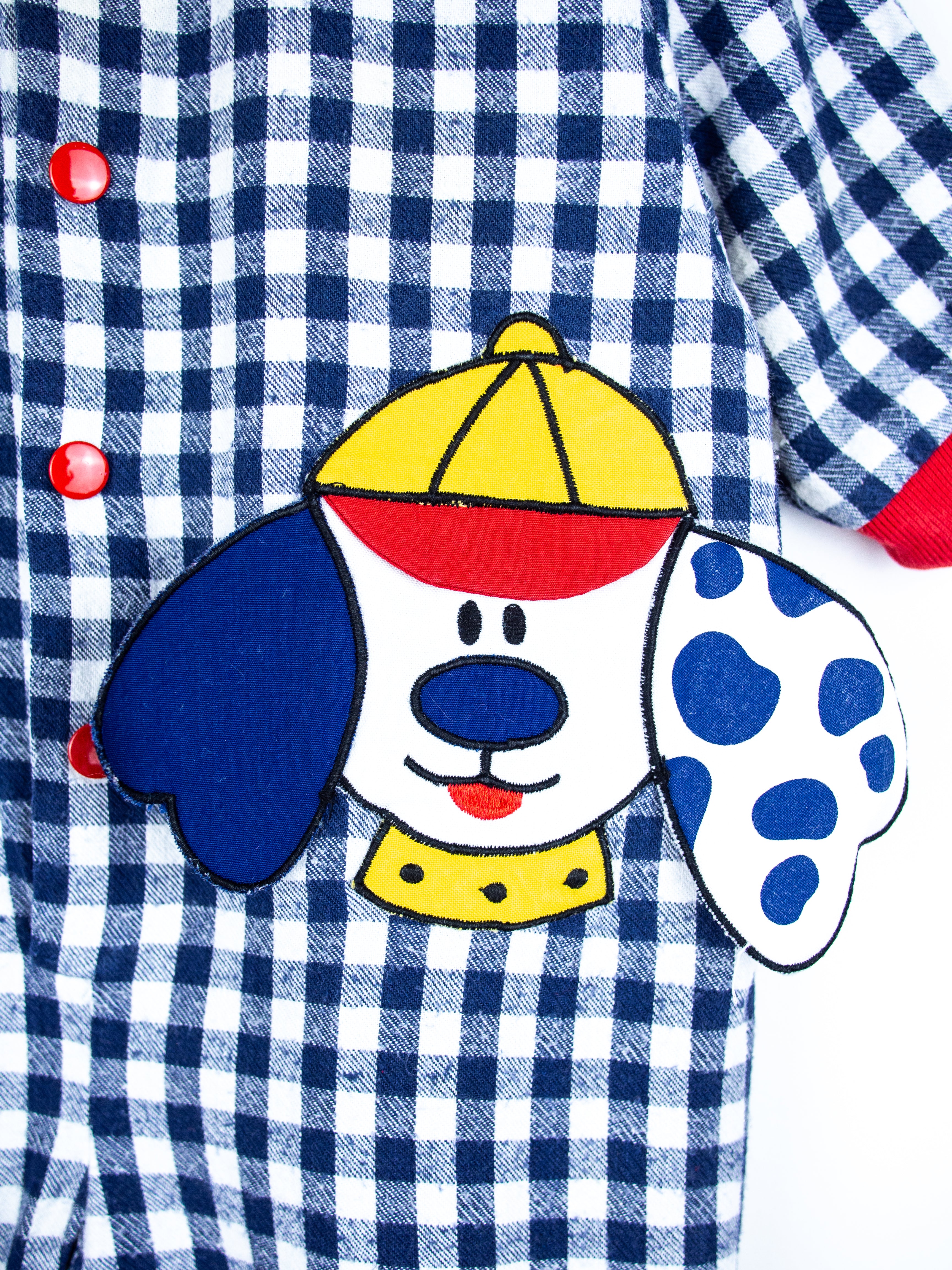Vintage Gingham Puppy Boiler Suit - Age 3 months