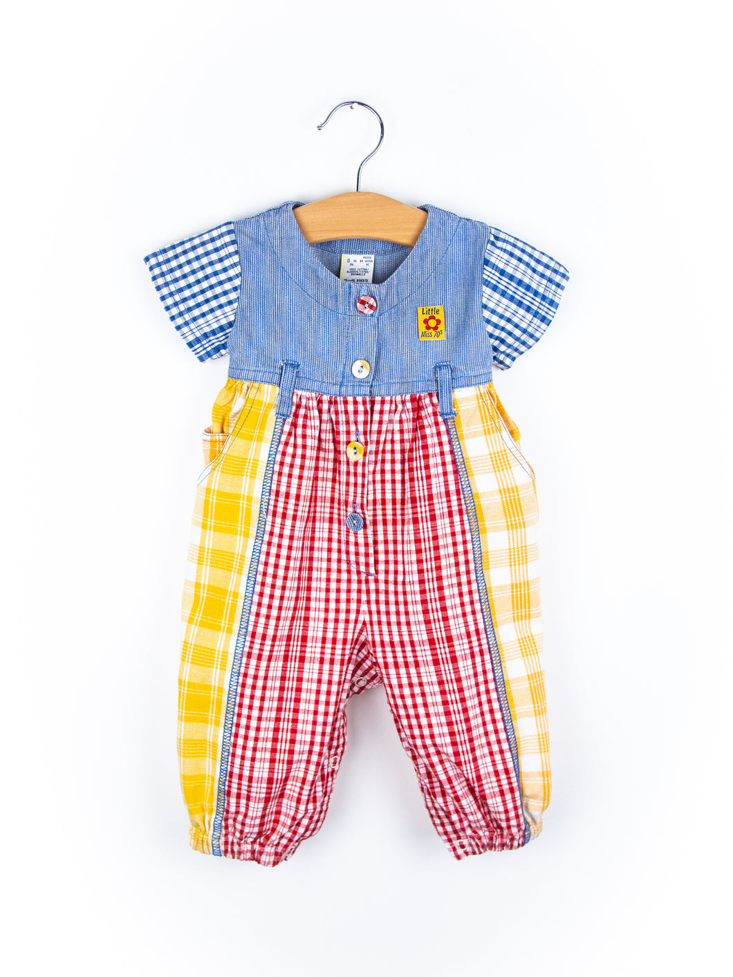 Vintage Denim & Check Mix Jumpsuit - Age 3 months