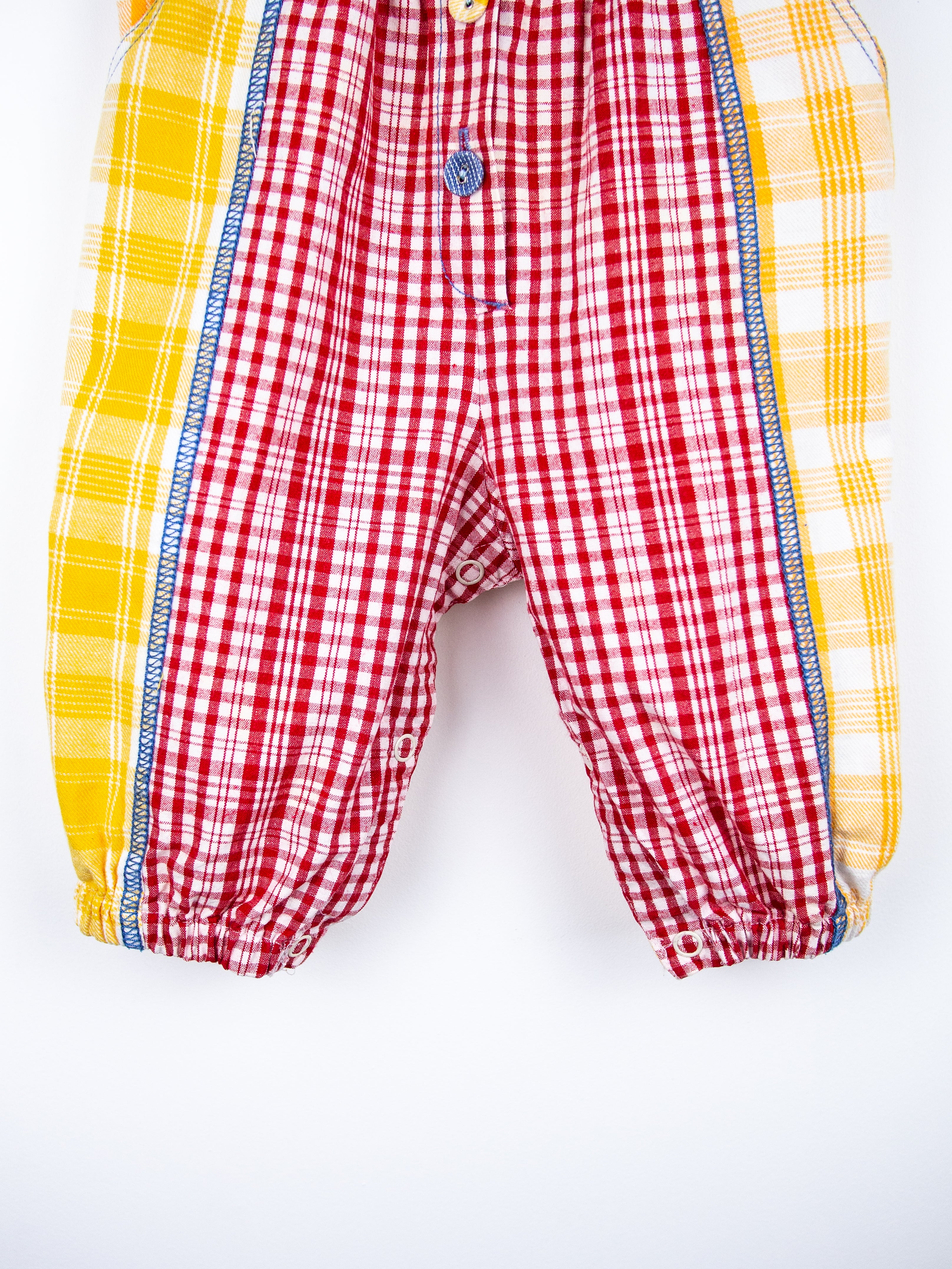 Vintage Denim & Check Mix Jumpsuit - Age 3 months