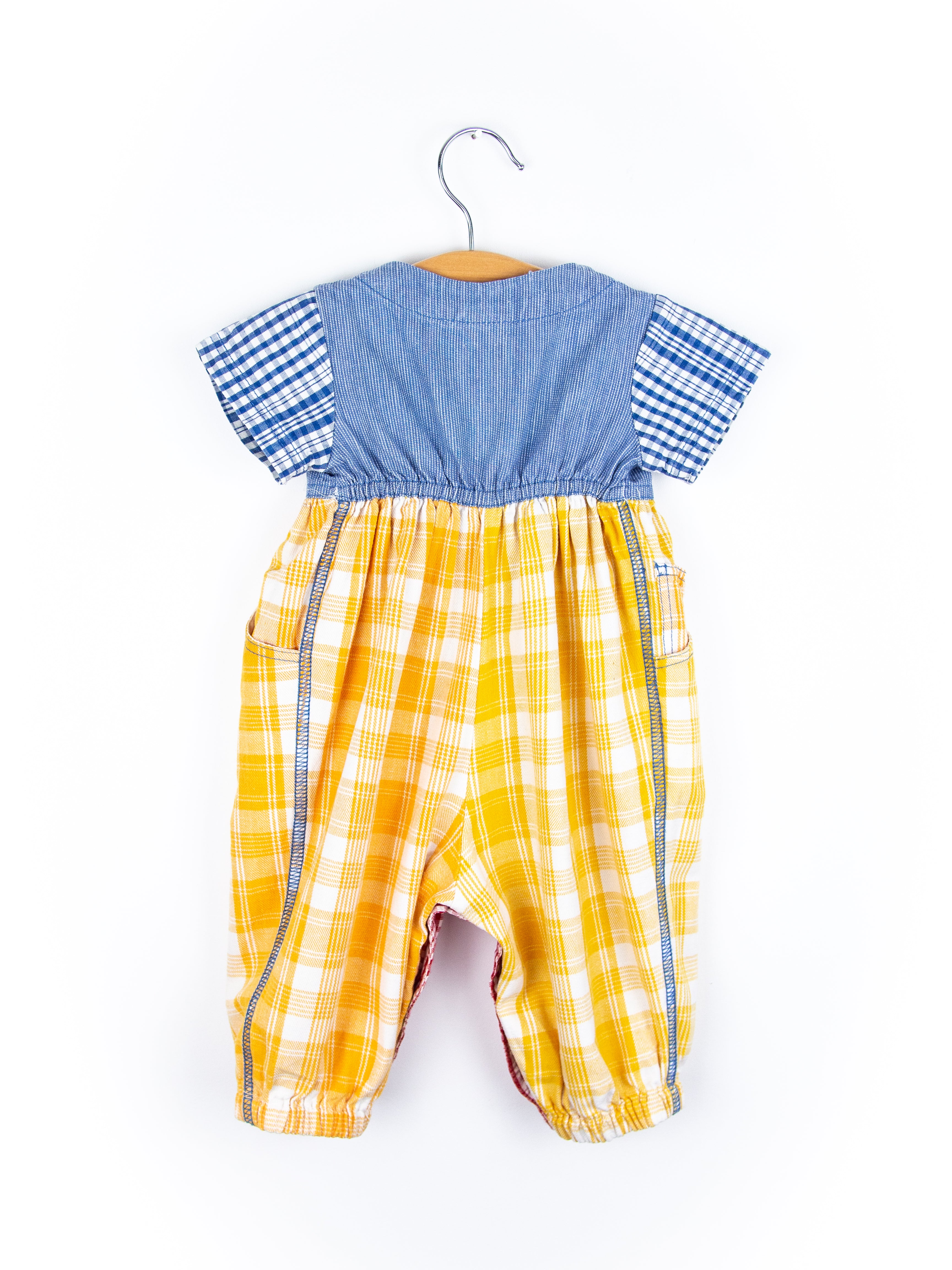 Vintage Denim & Check Mix Jumpsuit - Age 3 months
