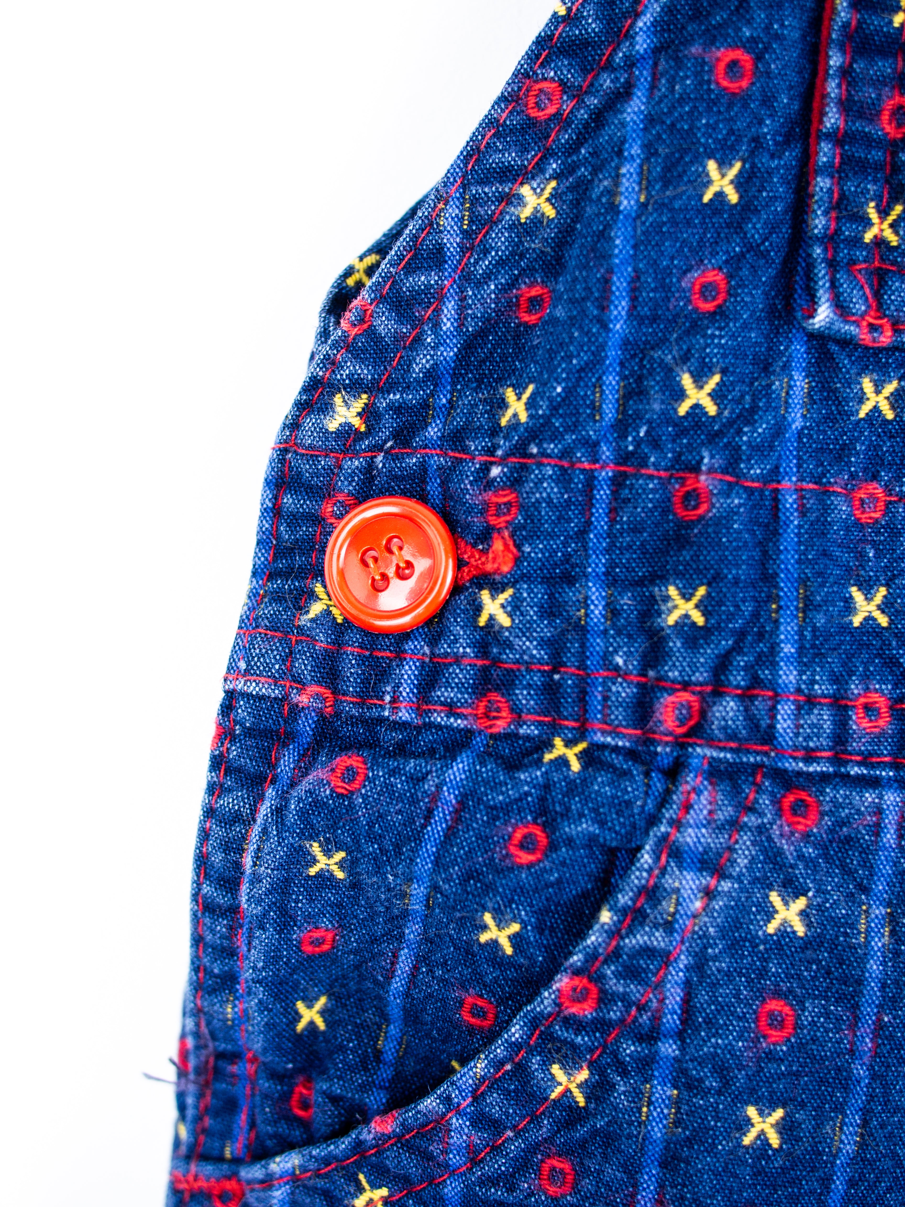 Osh Kosh Vintage Denim Noughts & Crosses Dungarees - Age 3-6 months