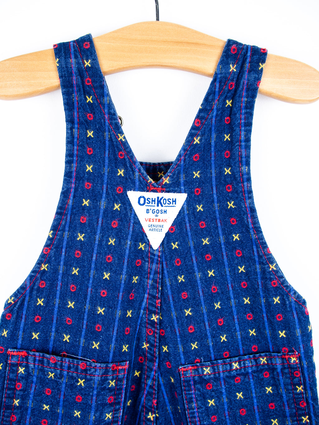 Osh Kosh Vintage Denim Noughts & Crosses Dungarees - Age 3-6 months