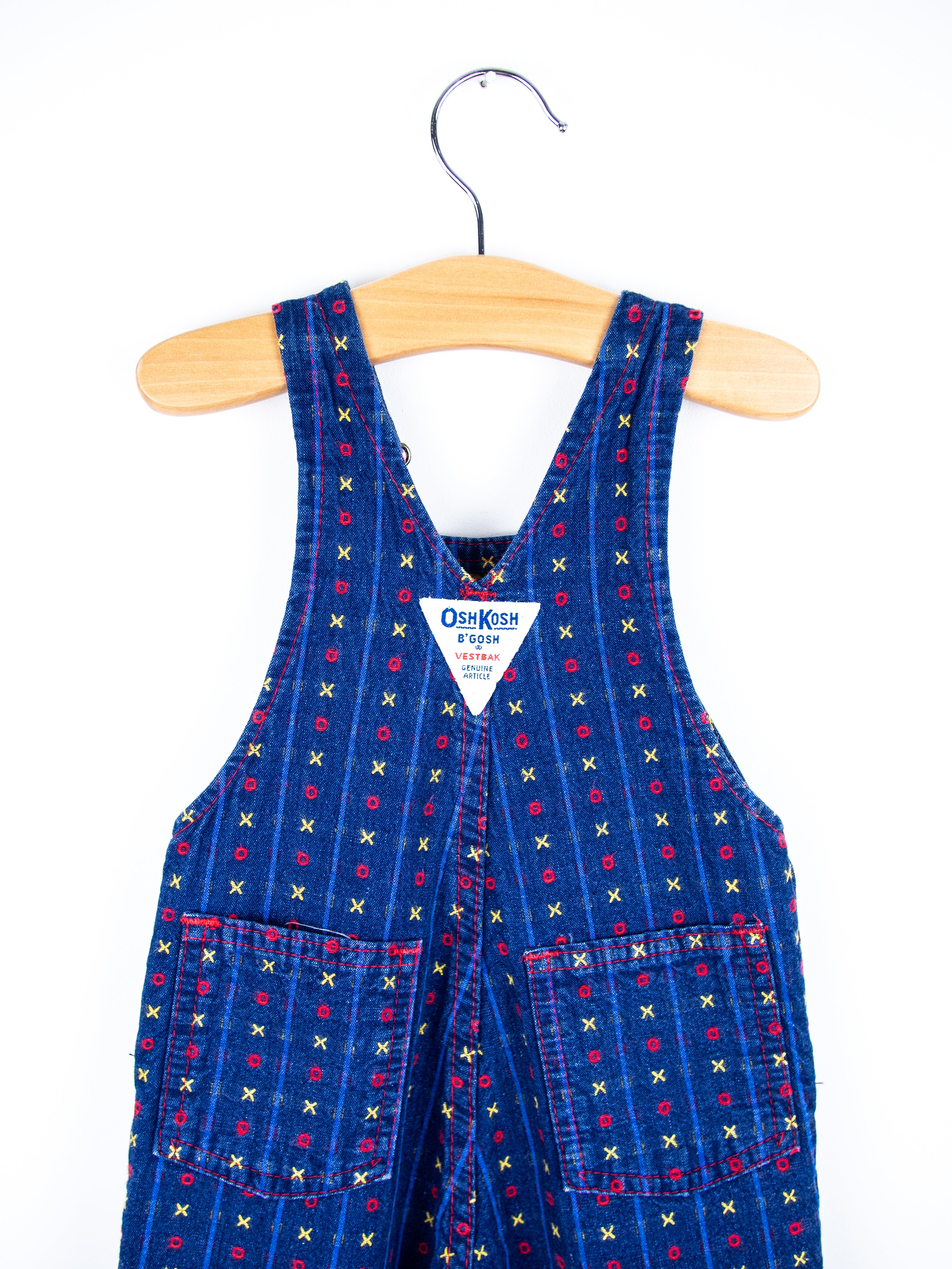 Osh Kosh Vintage Denim Noughts & Crosses Dungarees - Age 3-6 months