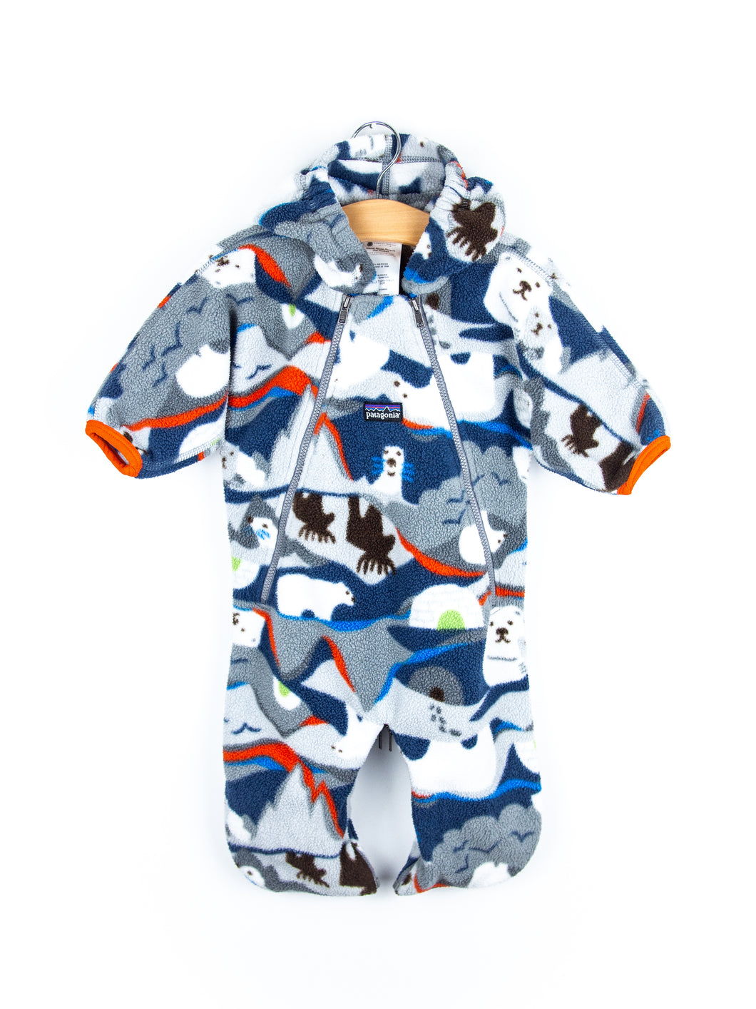 Patagonia Vintage Polar Bear Fleece Snowsuit / Sleep Bag - Age 3 months