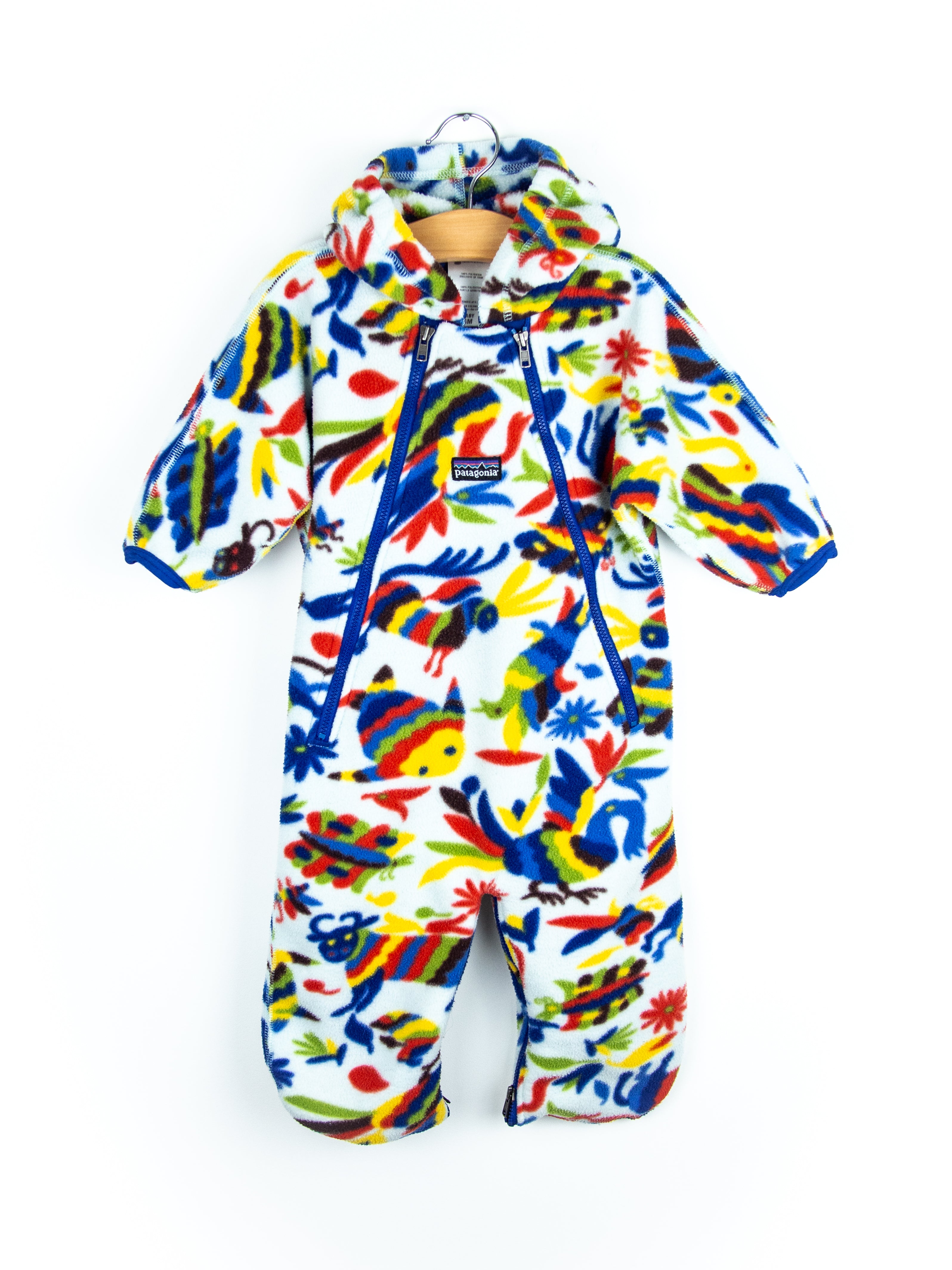 Patagonia Vintage Colourful Bird Fleece Snowsuit / Sleep Bag - Age 6 months