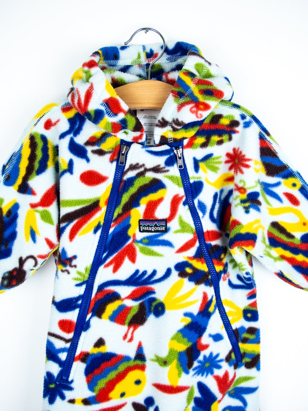 Patagonia Vintage Colourful Bird Fleece Snowsuit / Sleep Bag - Age 6 months