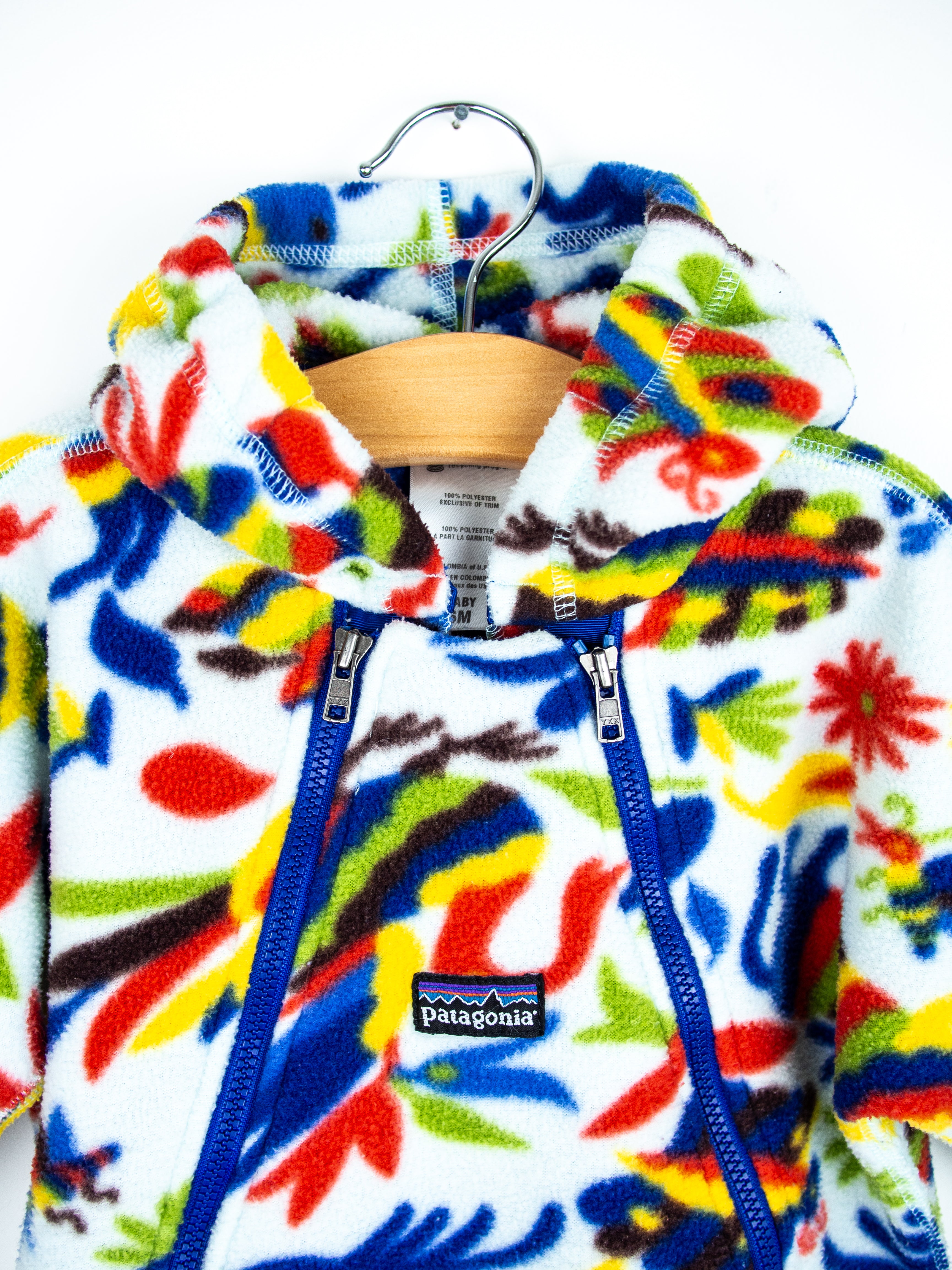 Patagonia Vintage Colourful Bird Fleece Snowsuit / Sleep Bag - Age 6 months