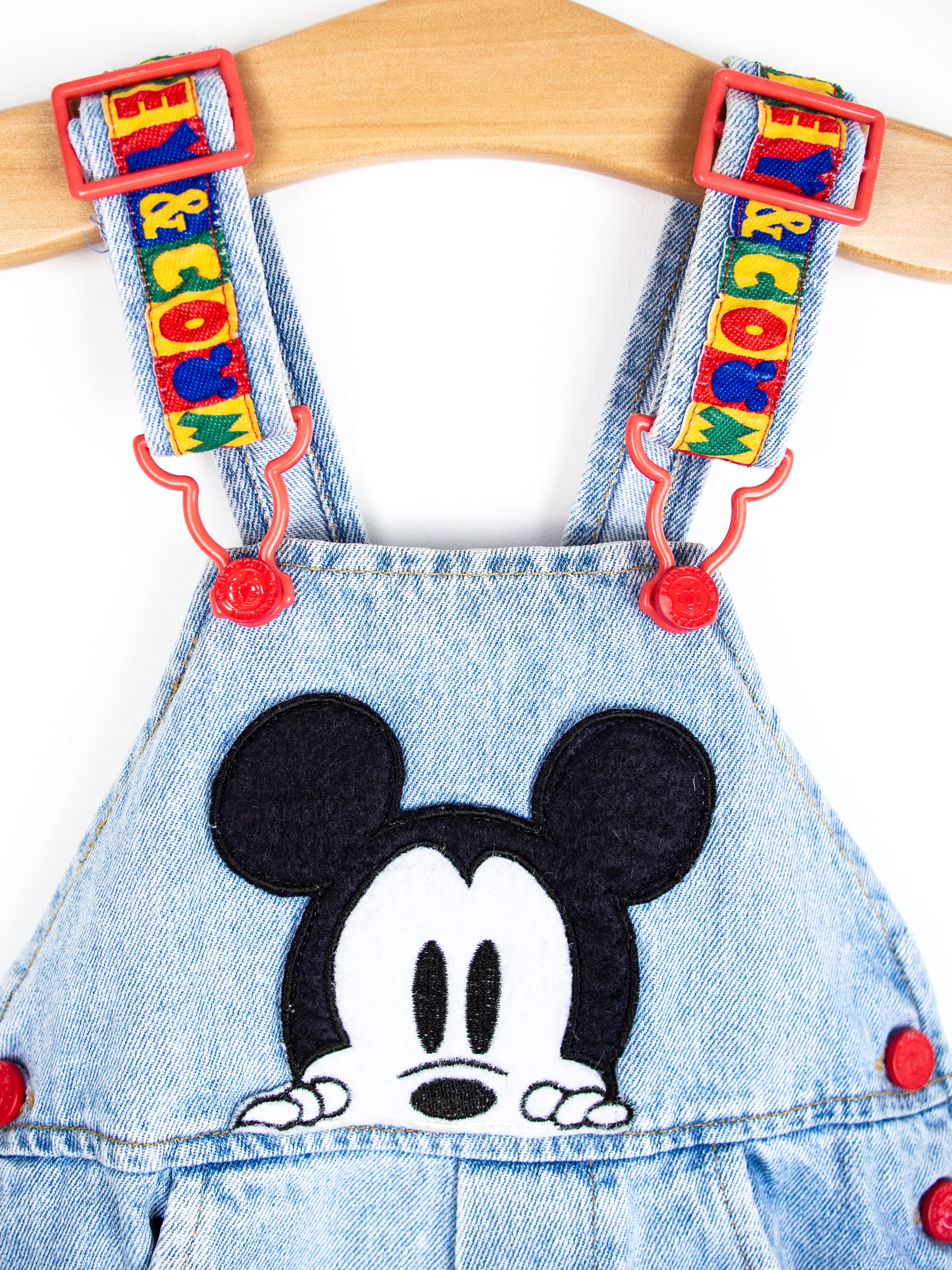 Vintage Disney Denim Mickey Mouse Dungarees - Age 18 months