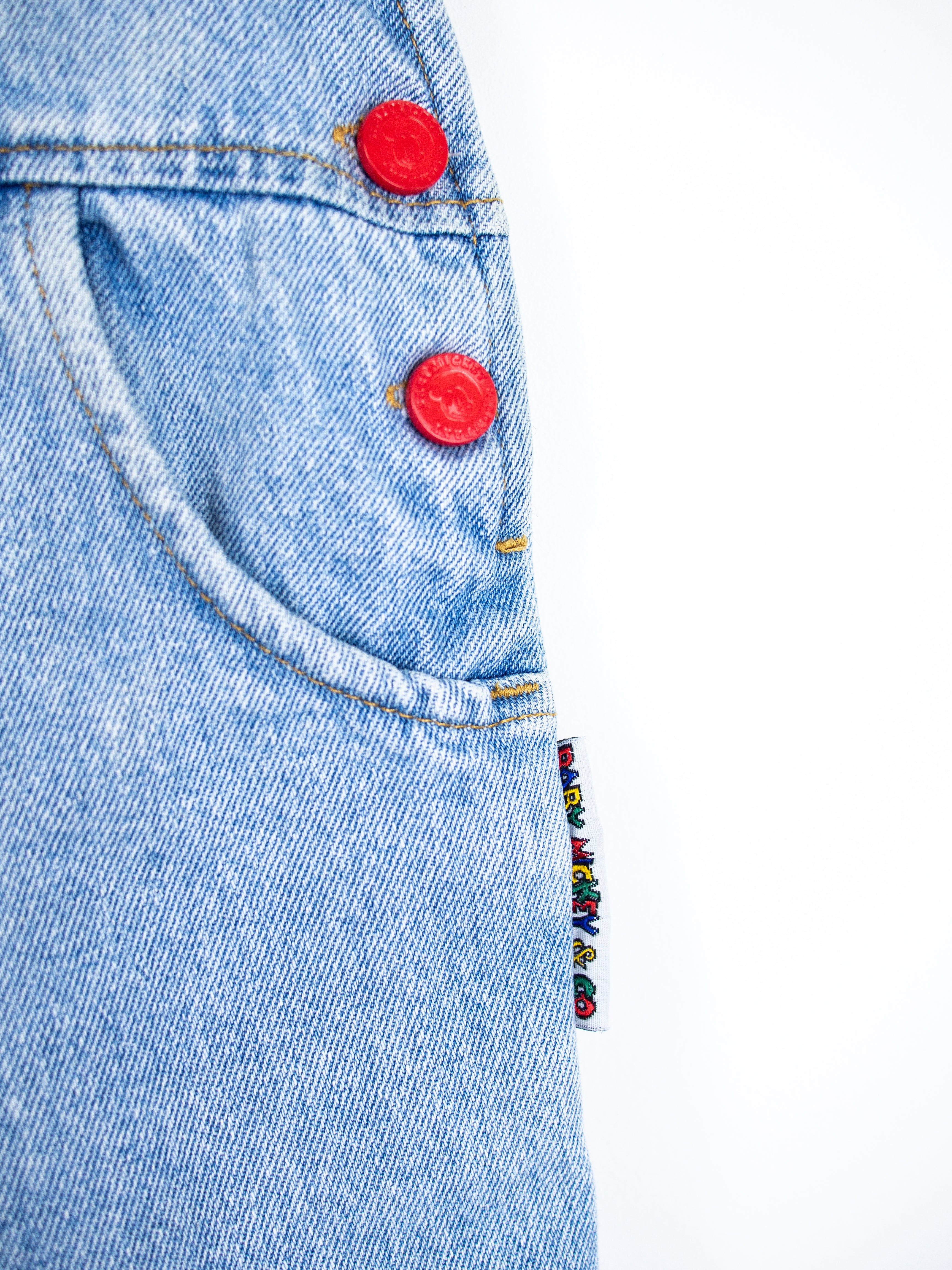 Vintage Disney Denim Mickey Mouse Dungarees - Age 18 months