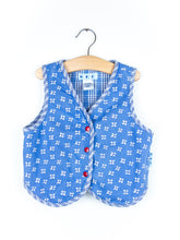 Load image into Gallery viewer, Vintage Gymboree Reversible Blue Ditsy Print Waistcoat - Age 2-3 years
