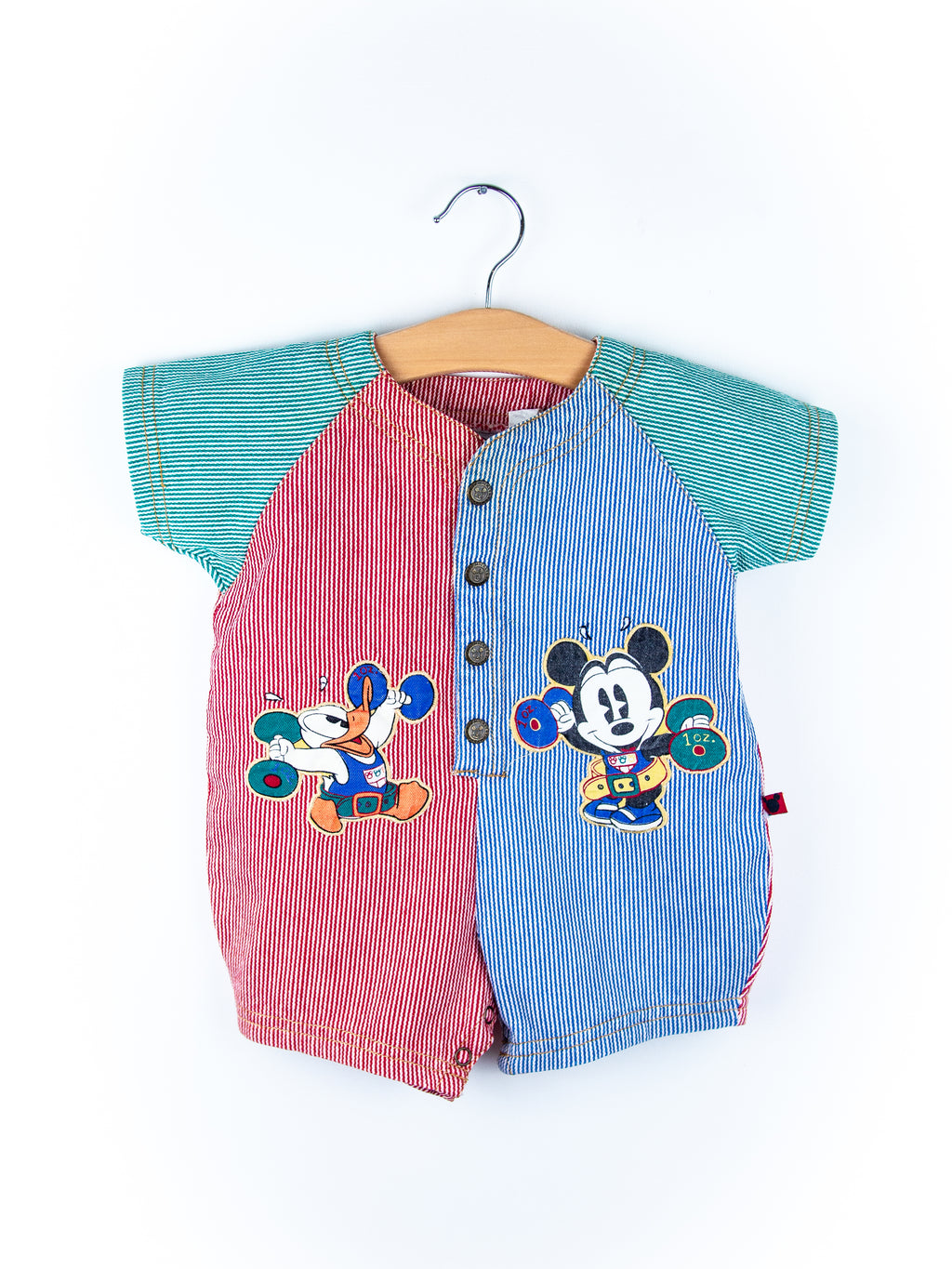 Vintage Disney Mickey Mouse Denim Stripe Romper - Age 6 months