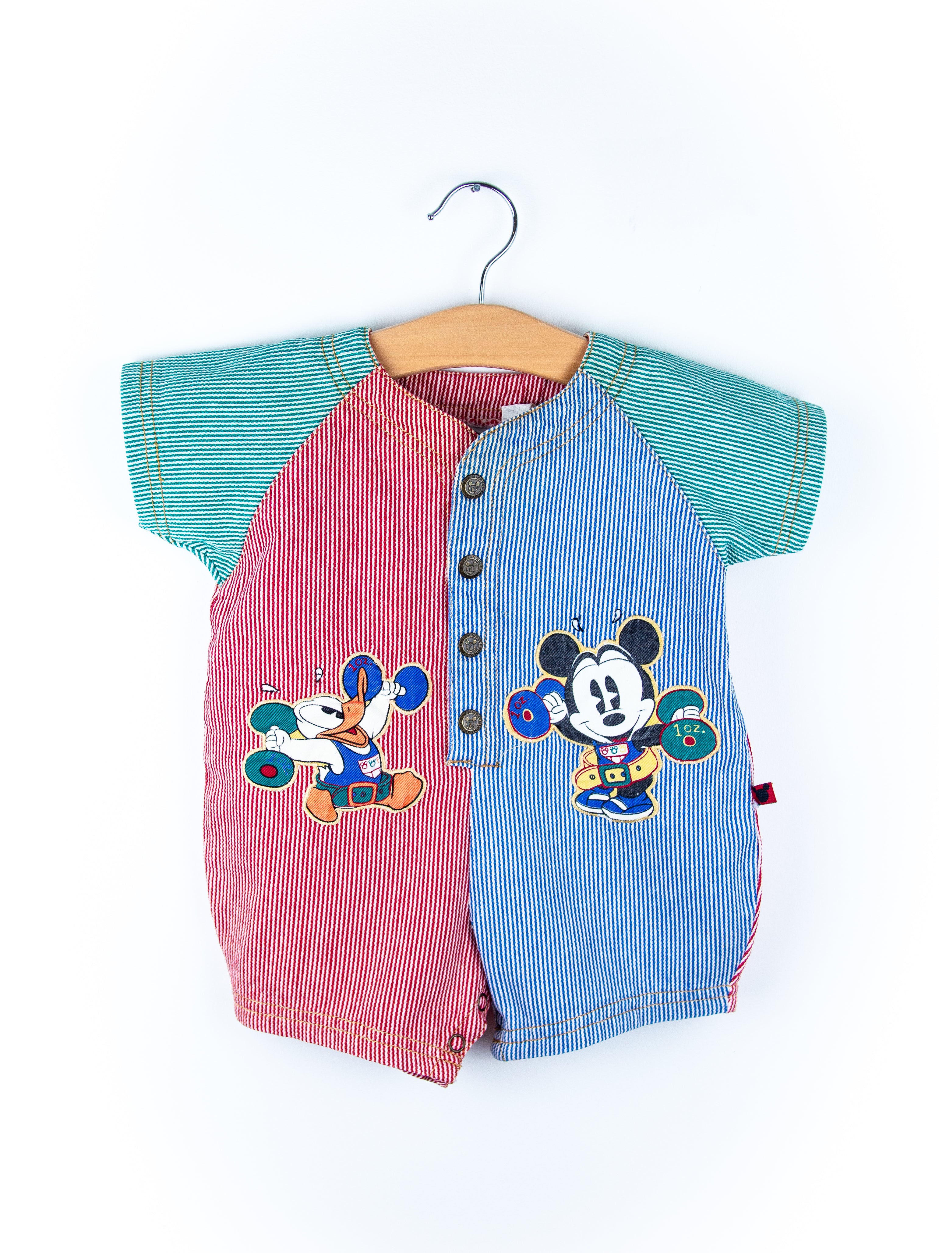 Vintage Disney Mickey Mouse Denim Stripe Romper - Age 6 months